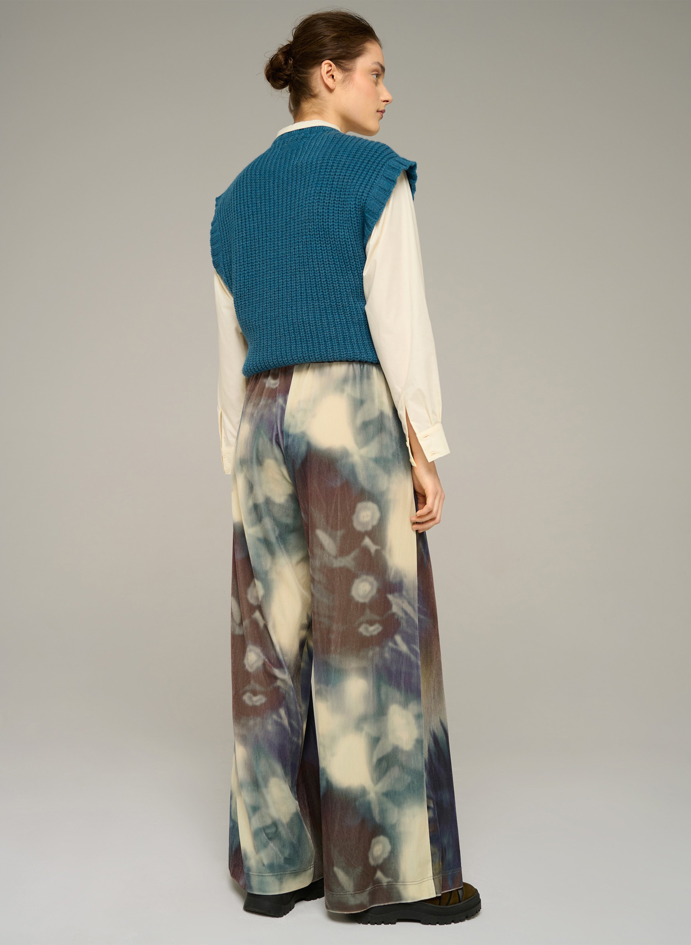 Wijde broek van velours met print COTELAC ACOTE Zwart