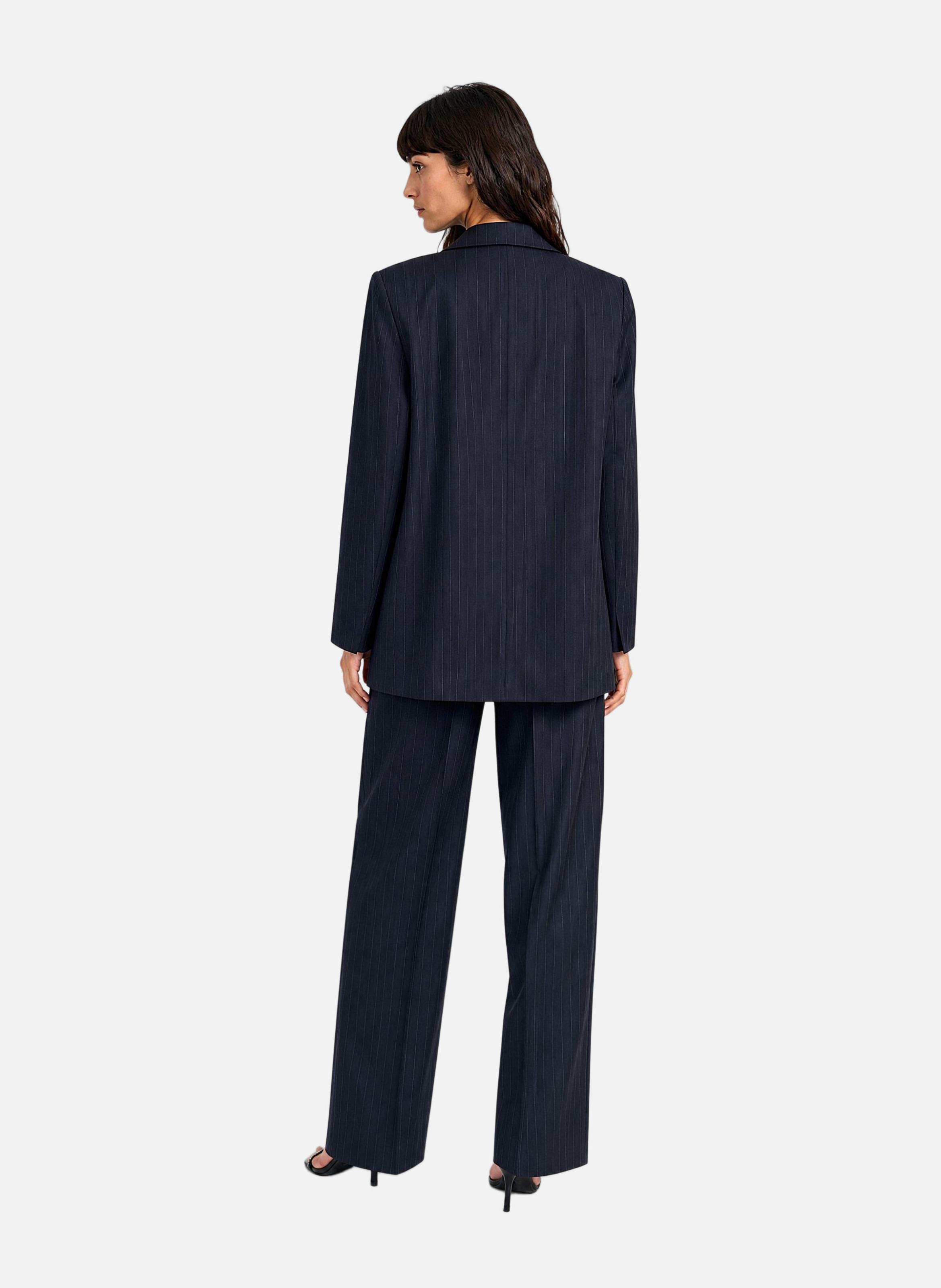 Oversized wool blazer with fine pinstripe pattern THE KOOPLES Blue
