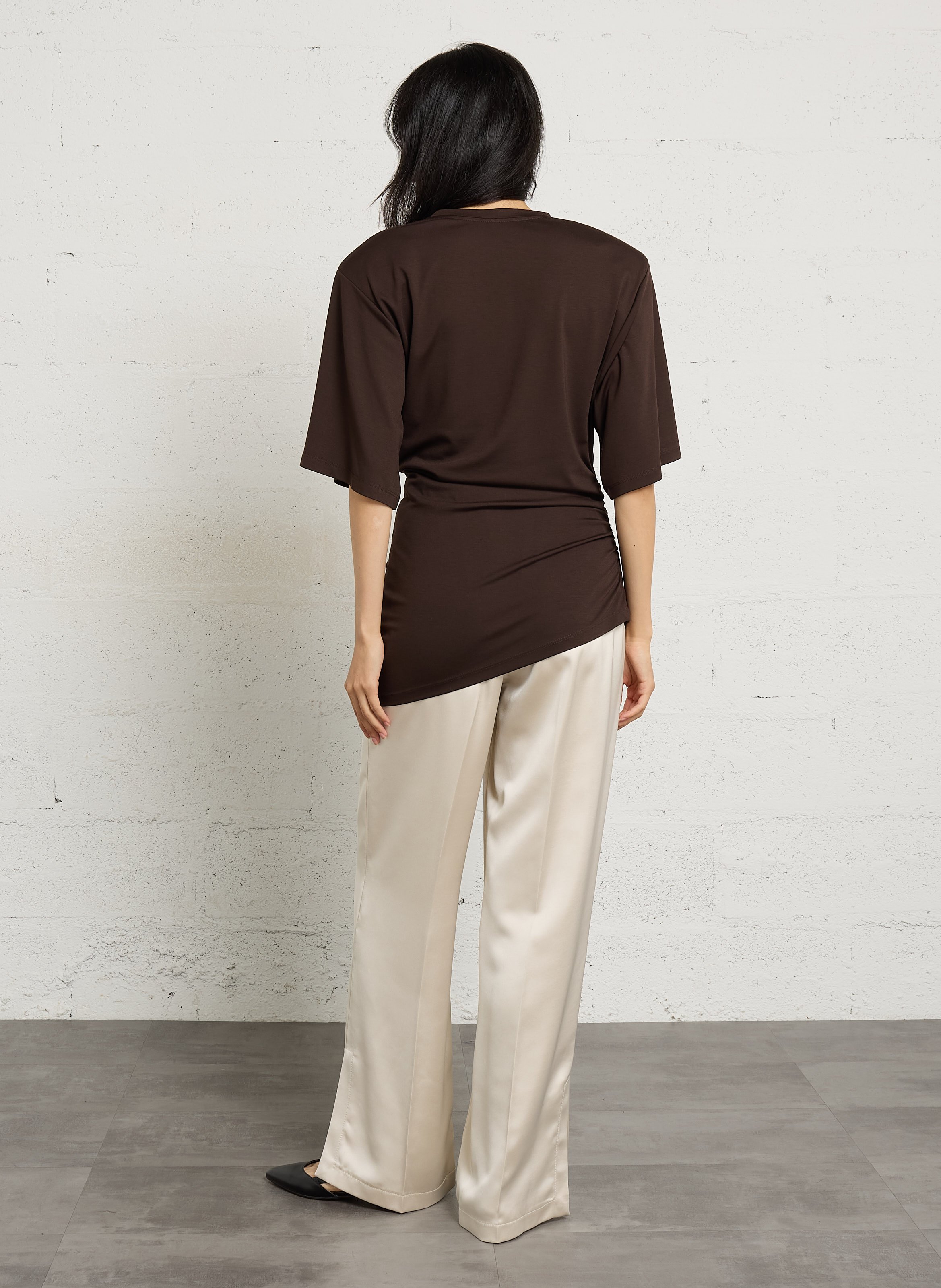 Pantalon droit satin fendu IMPERIAL Beige