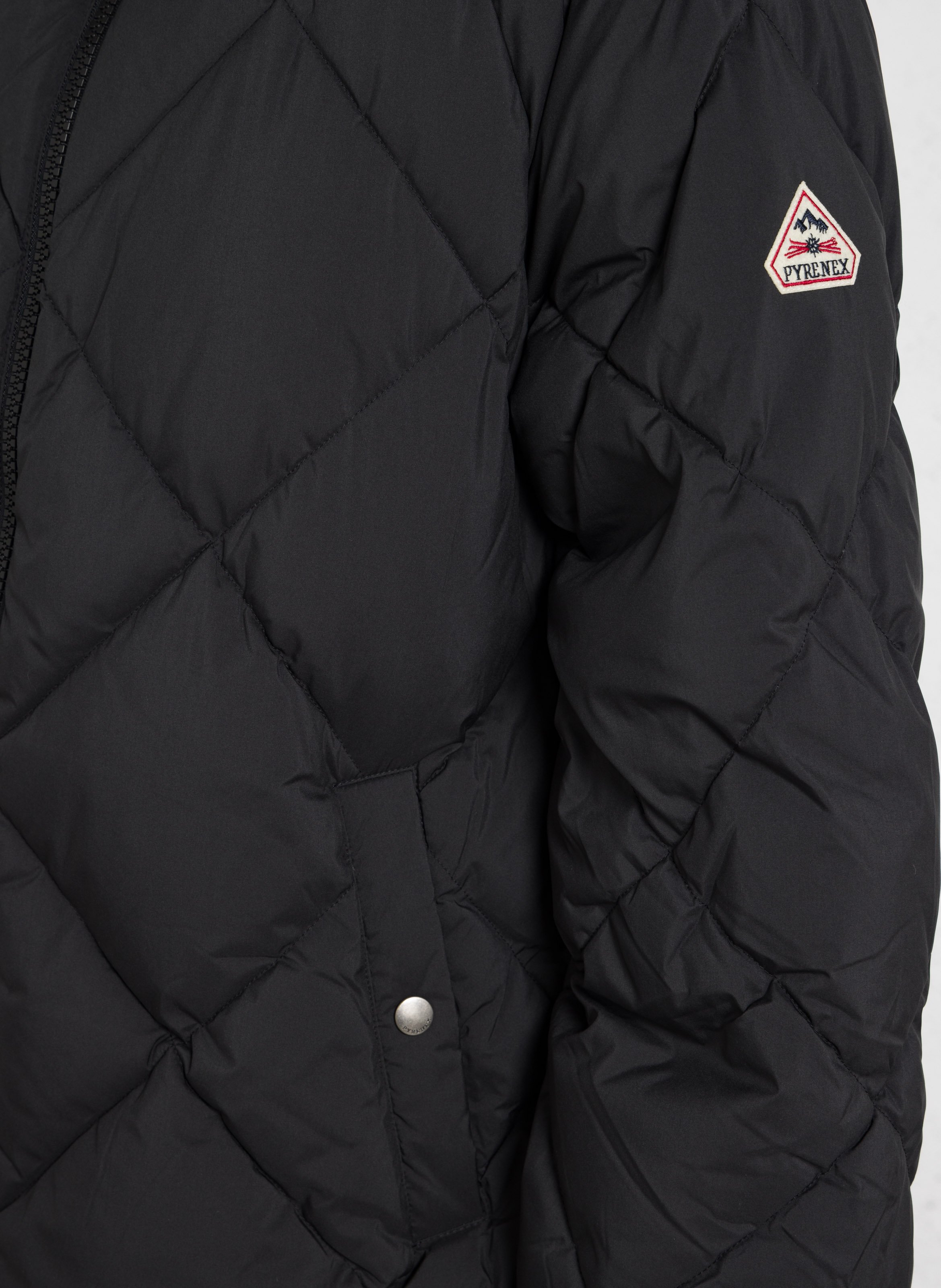 Long-sleeved quilted padded midi jacket PYRENEX Black