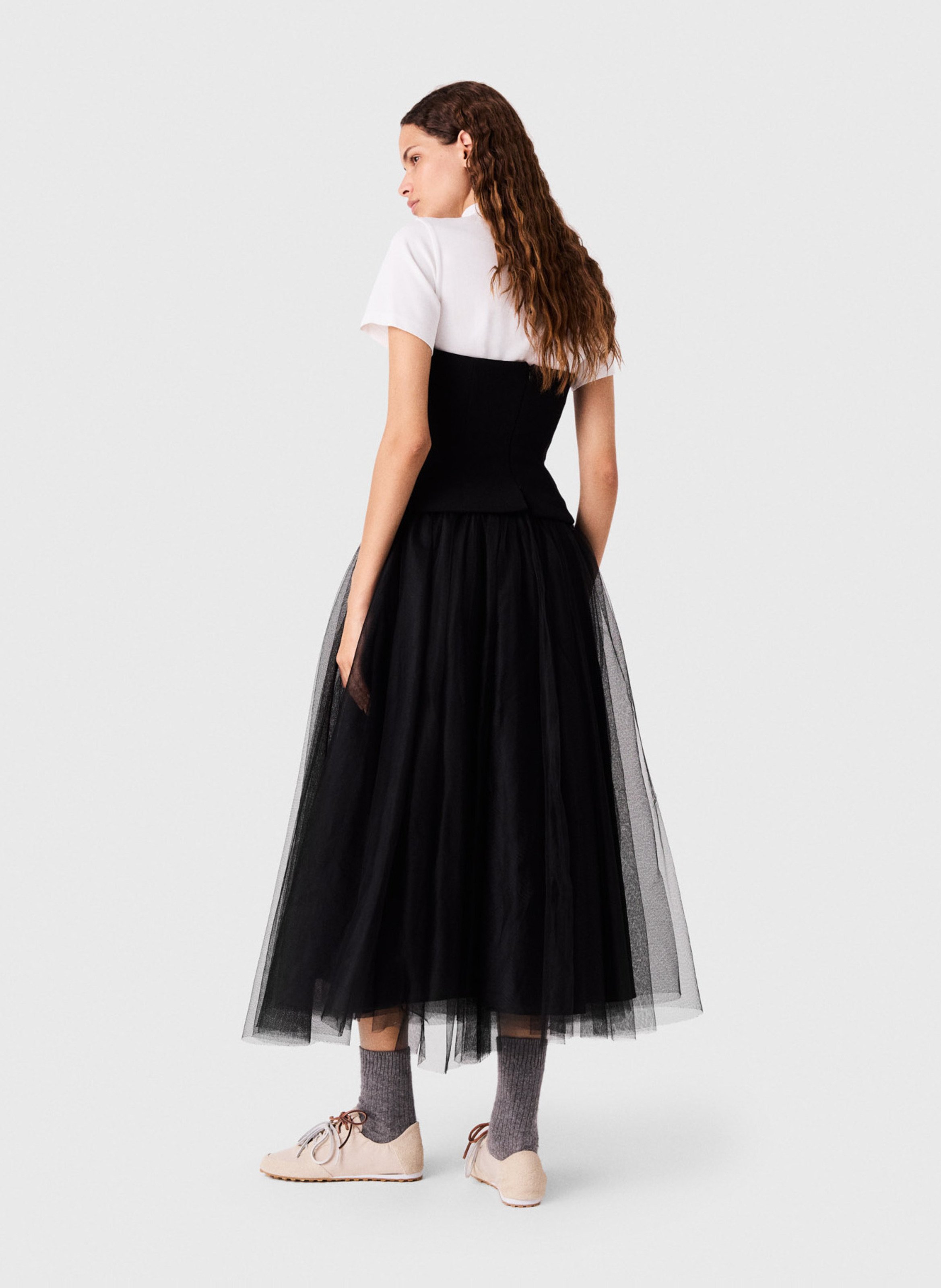 Robe bustier avec jupe en tulle MAJE Noir