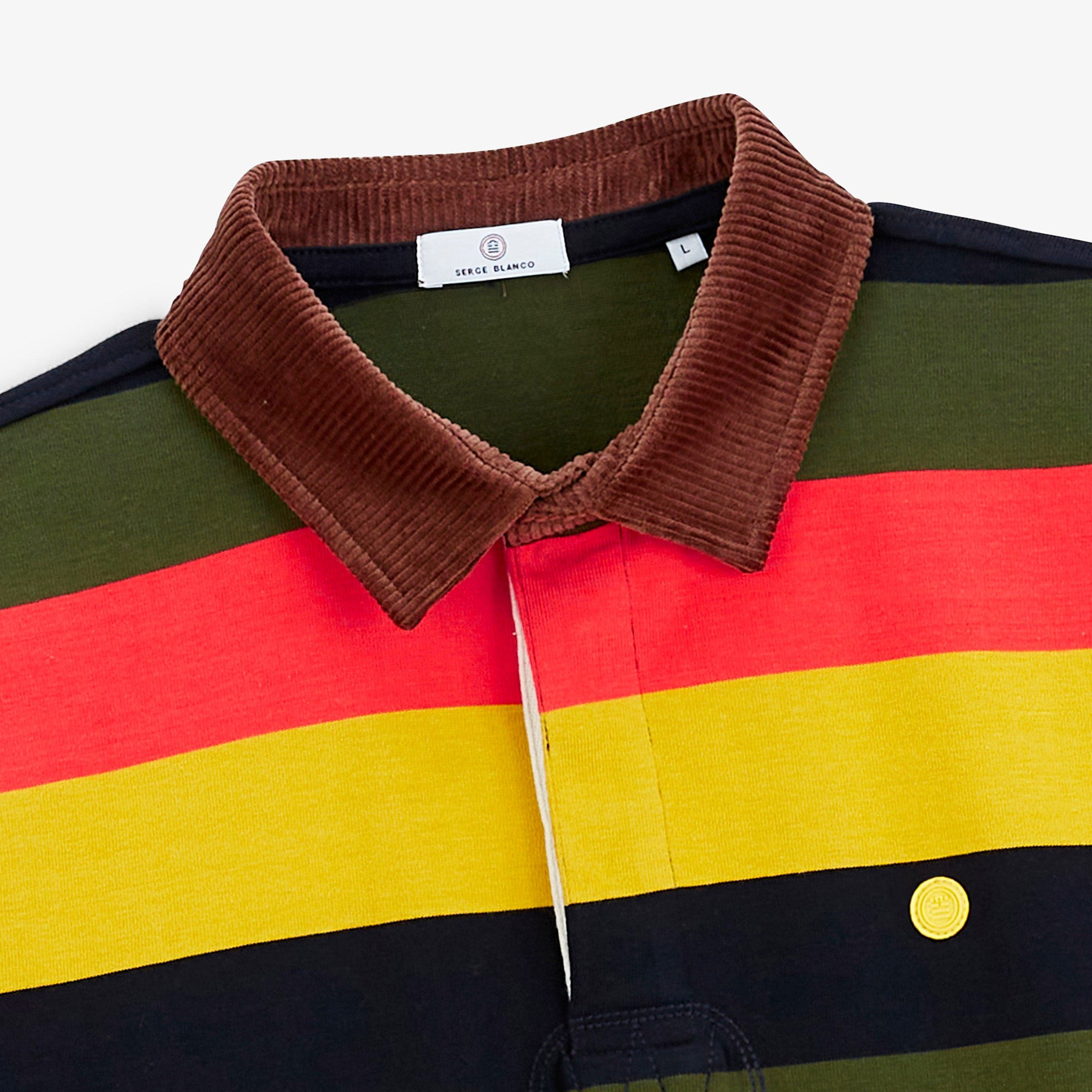 Multicoloured long-sleeved cotton rugby polo shirt SERGE BLANCO Multicolored