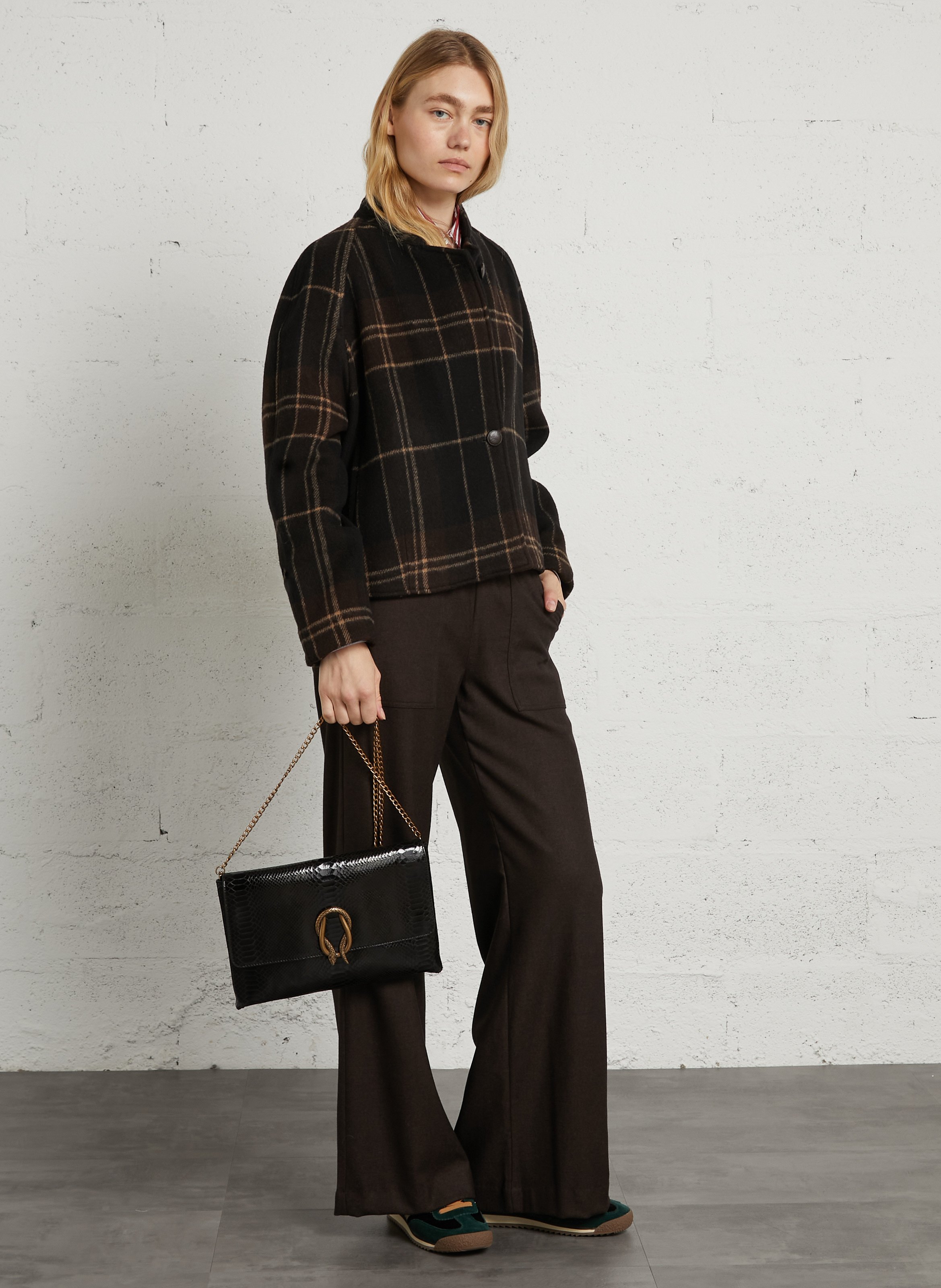 Clutch aus Leder in Python-Optik MAISON 123 Schwarz