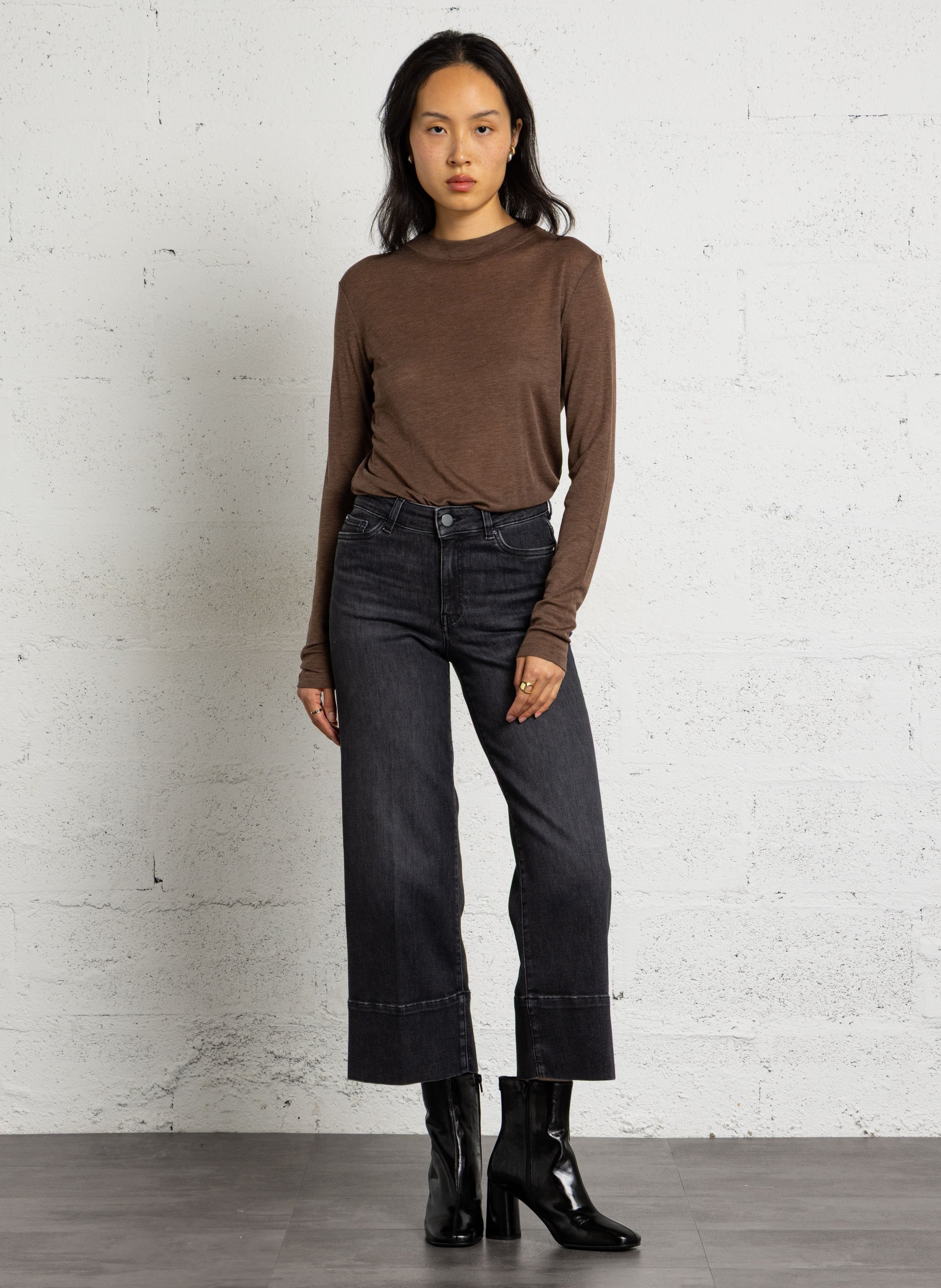 Straight Cut Cropped-Jeans aus Baumwoll-Mix MAISON 123 Grau