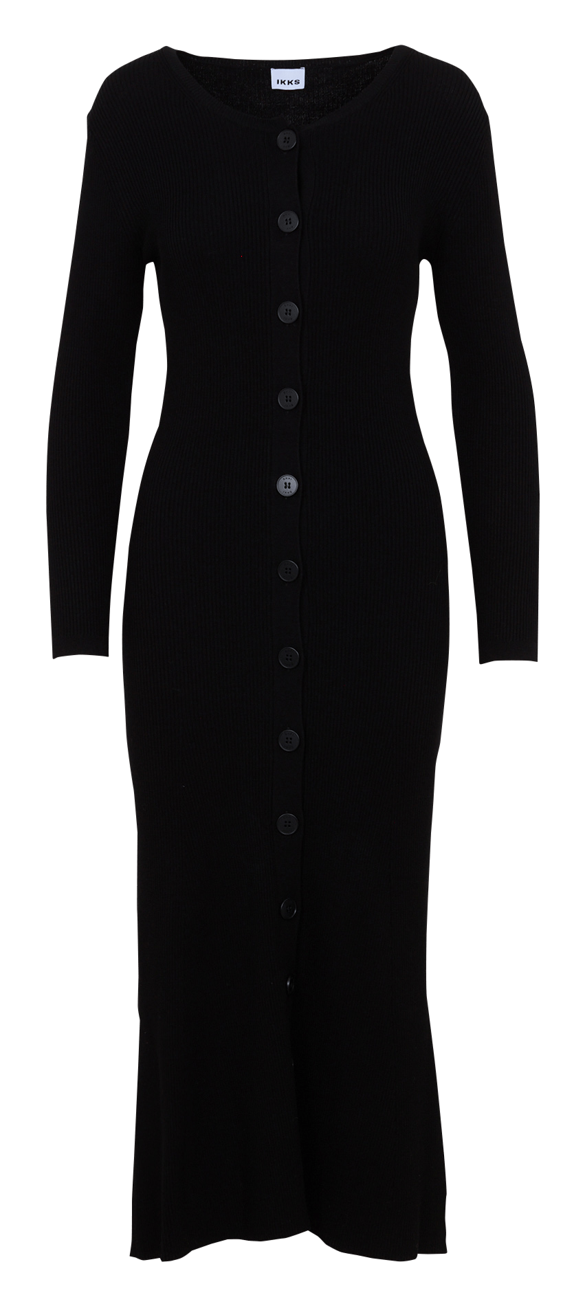 Langes, figurbetontes Kleid mit Knopfleiste IKKS Schwarz