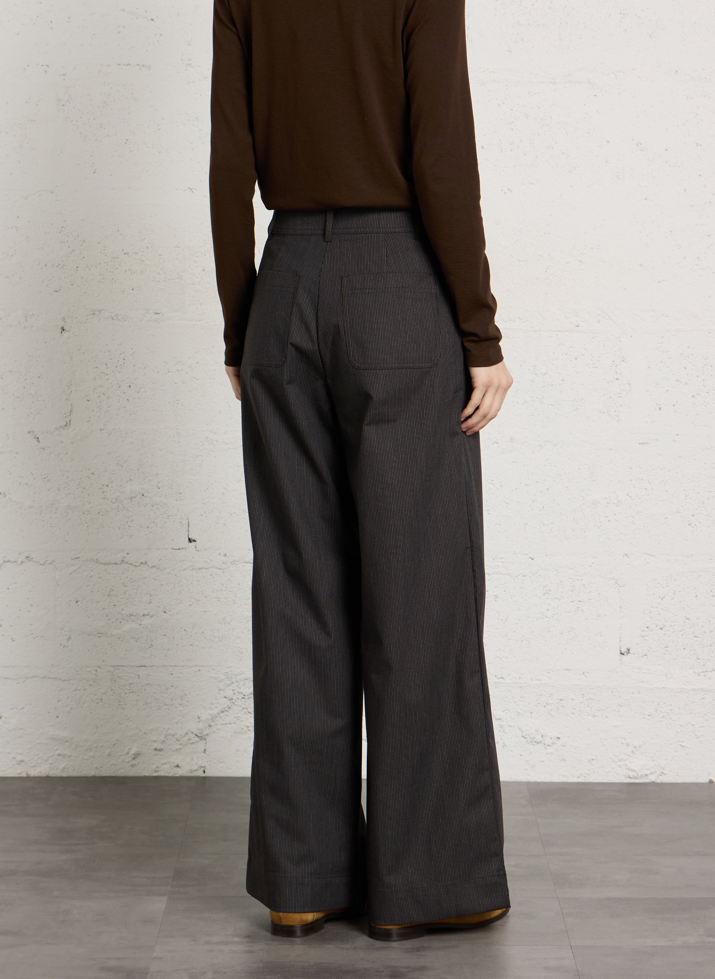 High-rise flared cotton-blend jeans SESSUN Brown