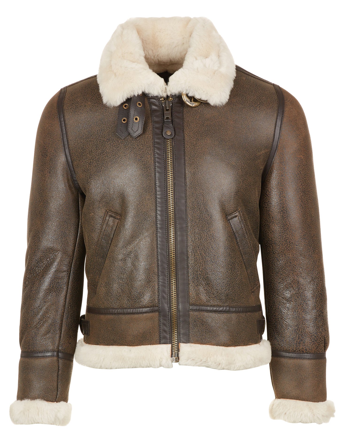 Bomberjack van omgekeerde schapenhuid SCHOTT Bruin