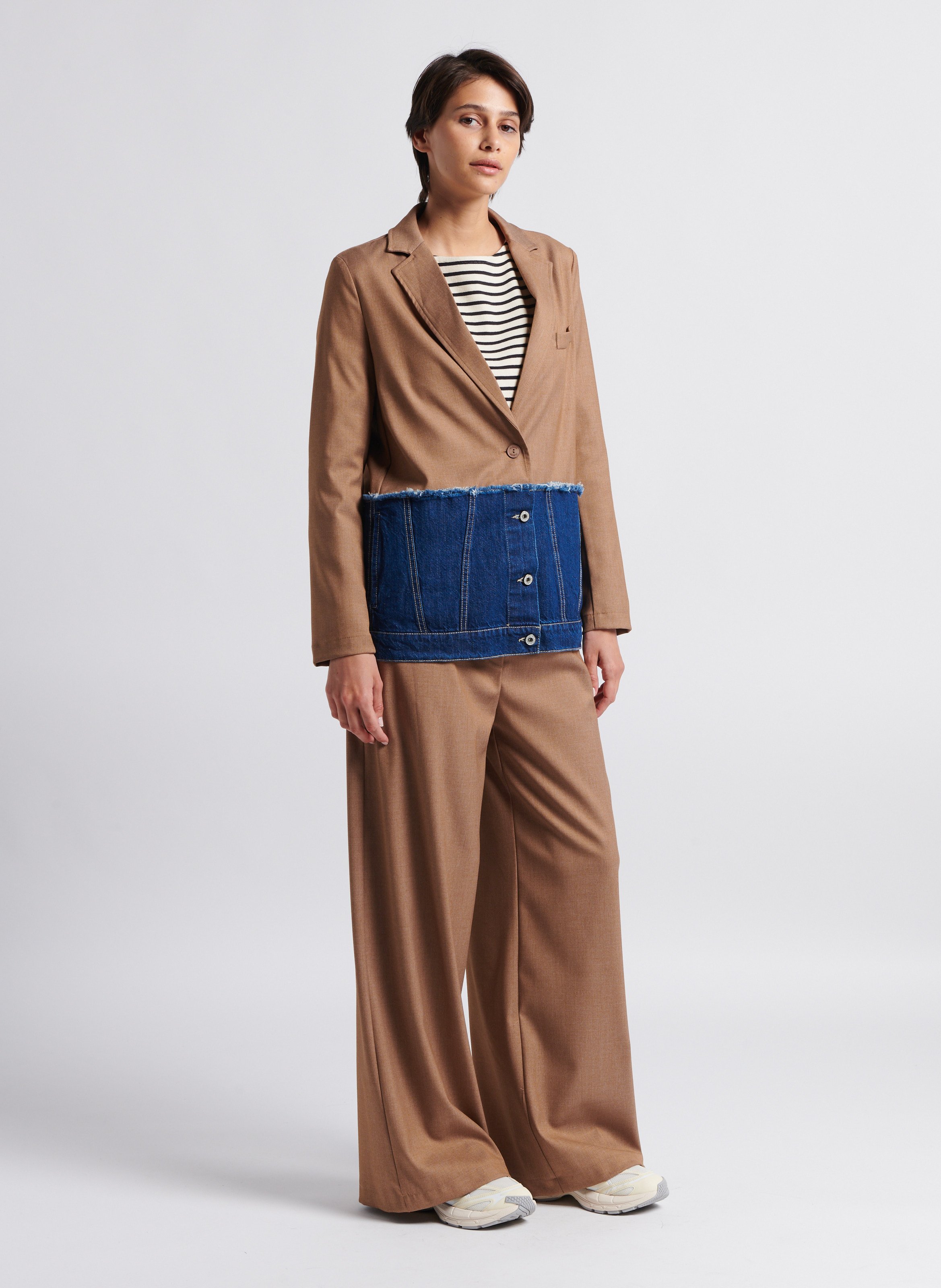 Straight jacket with tailored collar PLEASE Brown