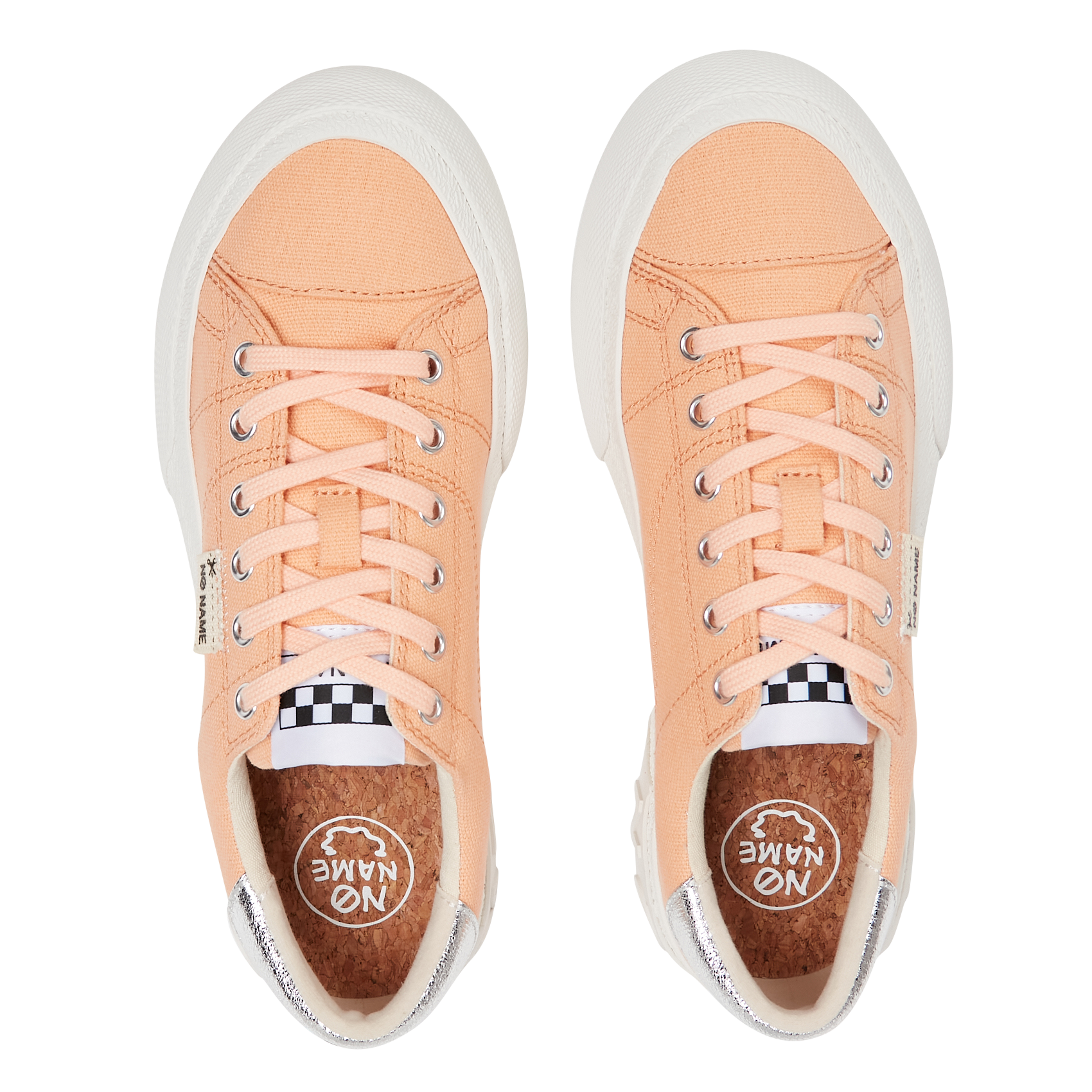 Platformsneakers met combinatie van twee materialen Oranje