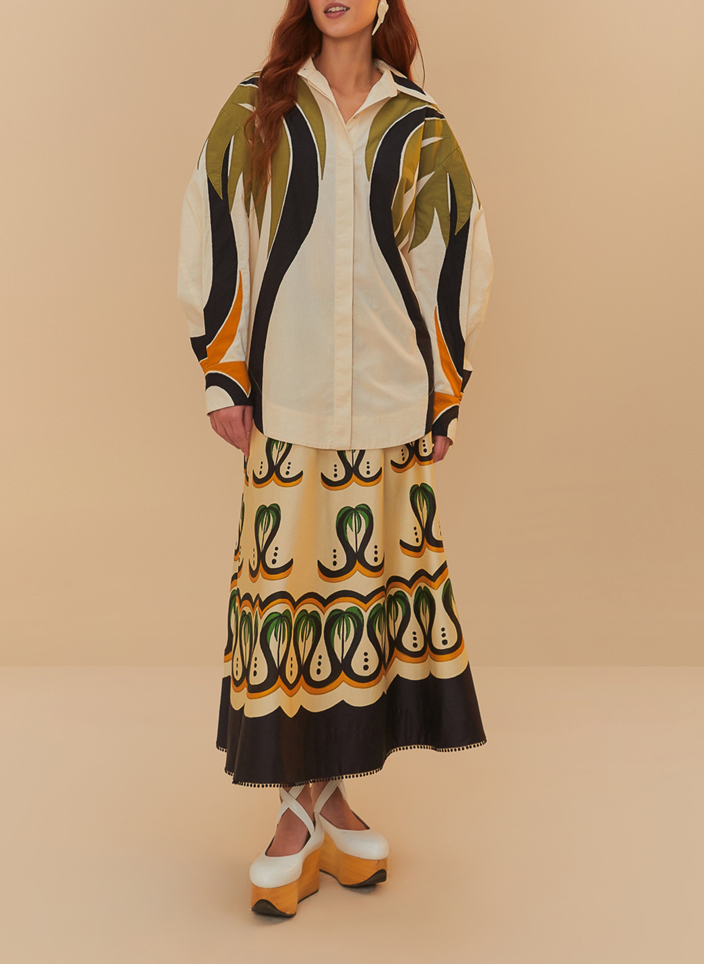 Oversized embroidered shirt FARM RIO Multicolored