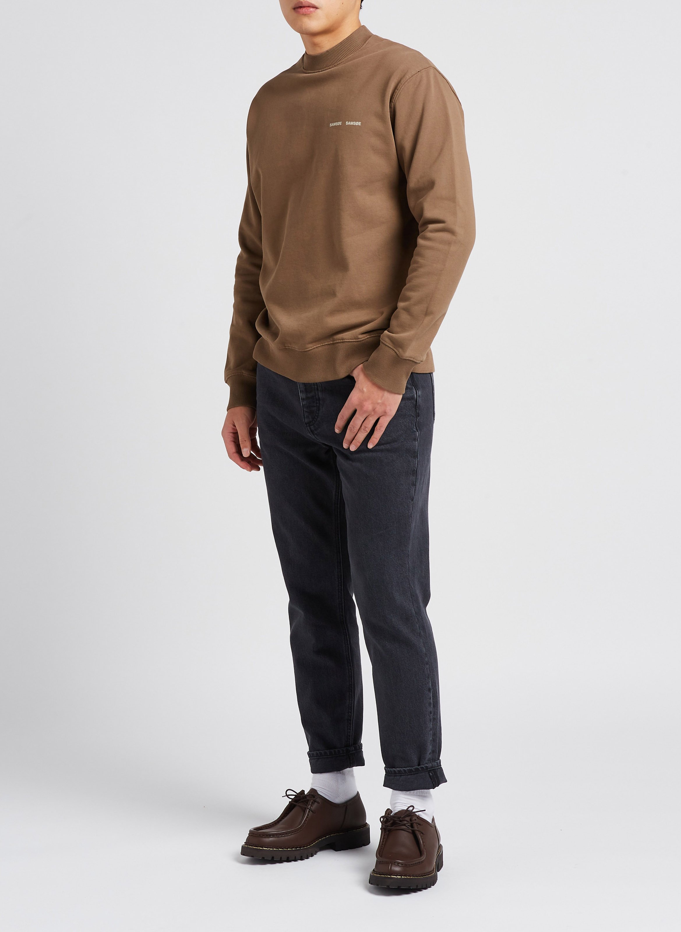 Sweat col rond ample en coton biologique SAMSOE SAMSOE Gris