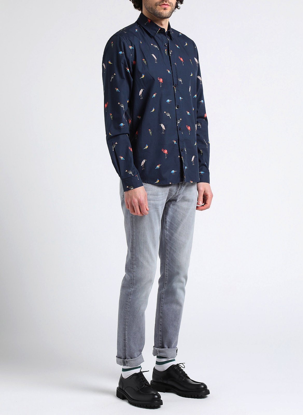 Cotton-blend straight-leg jeans SELECTED Grey