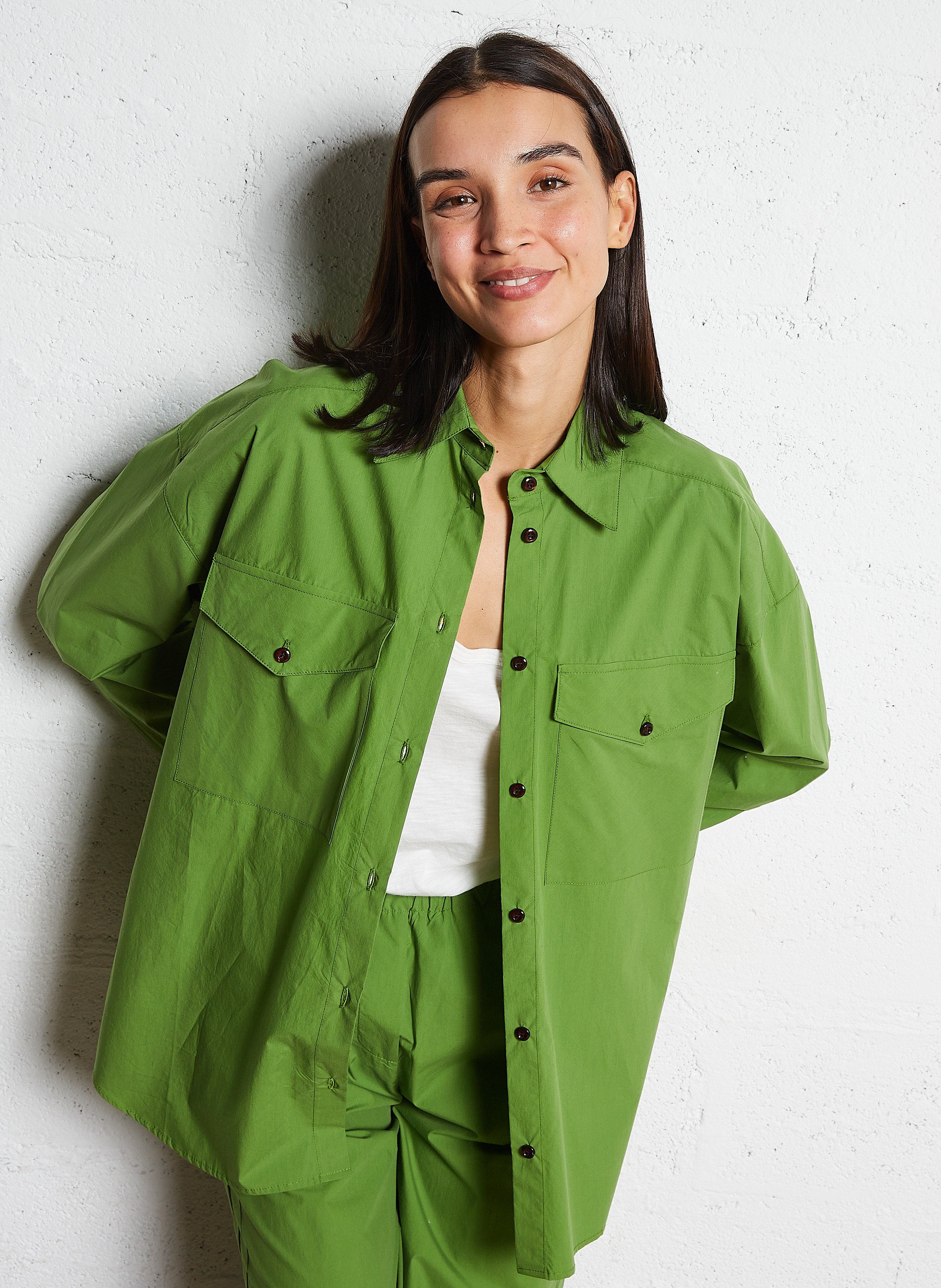 Oversized, katoenen blouse met klassieke kraag BELLEPIECE
