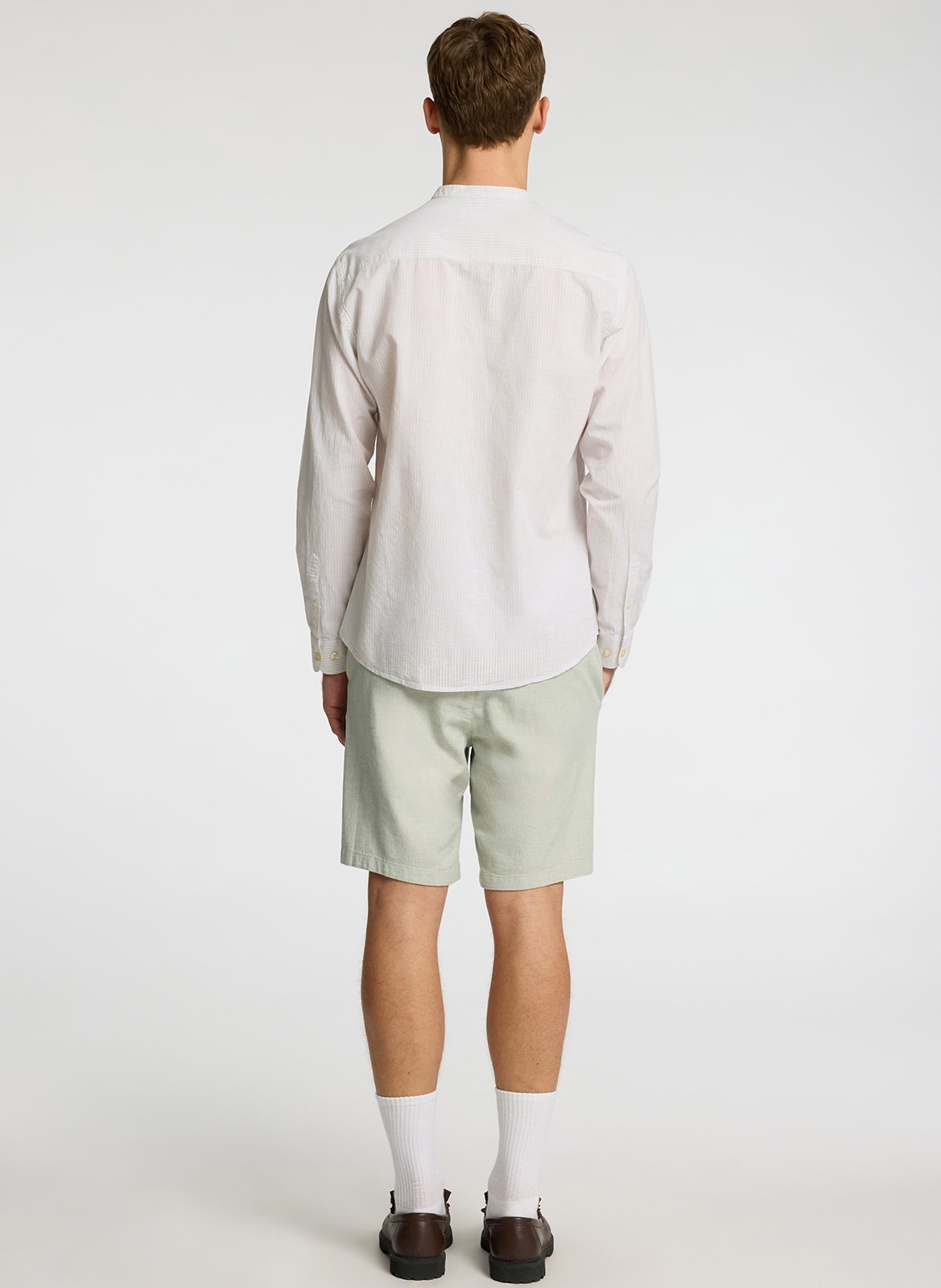 Chemise droite en coton mélangé Beige