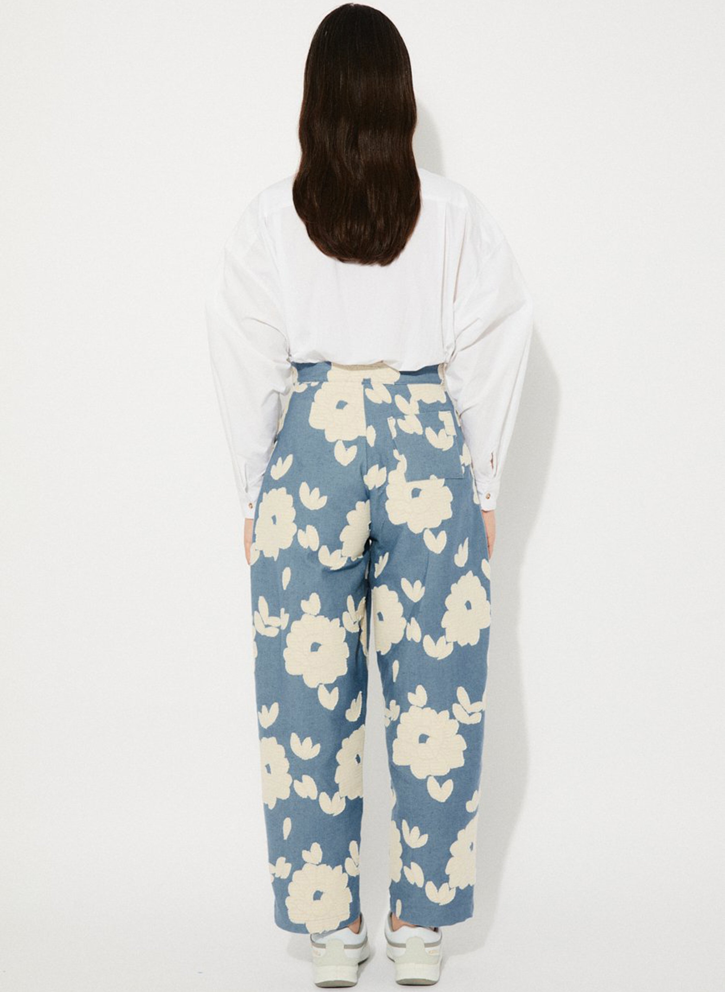 Pantalon large en coton imprimé RITA ROW Bleu