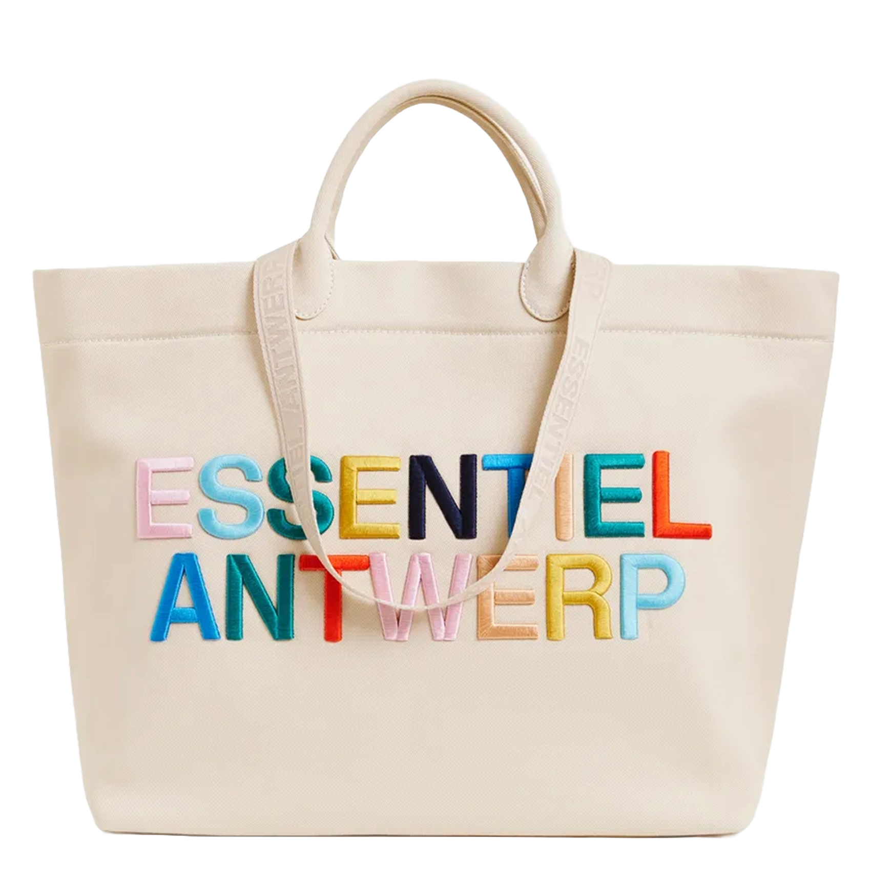 Bestickter shopper Blanc casse multicolore Essentiel antwerp
