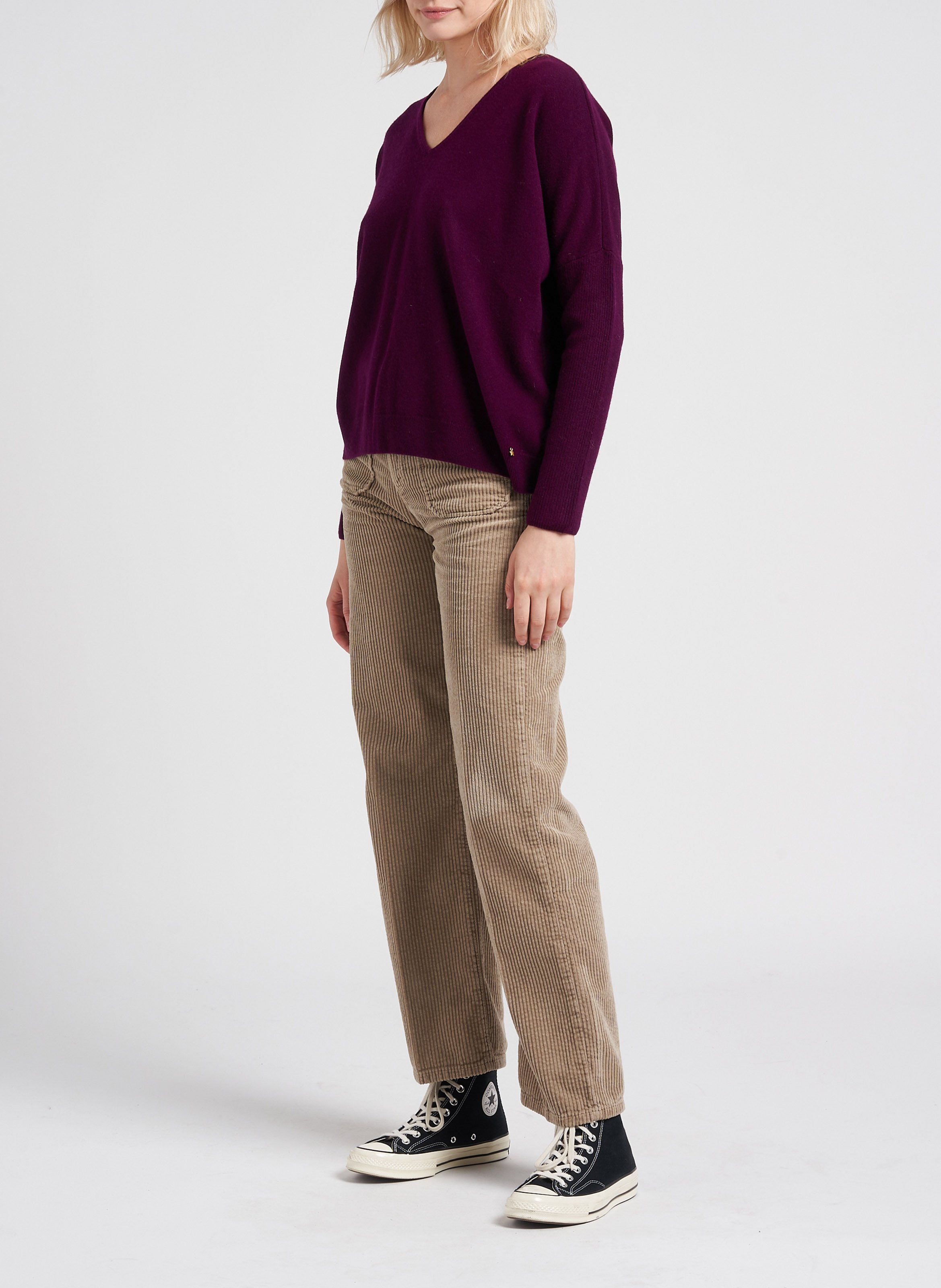 Ribbroek met wijd uitlopende pijpen ACQUAVERDE Beige