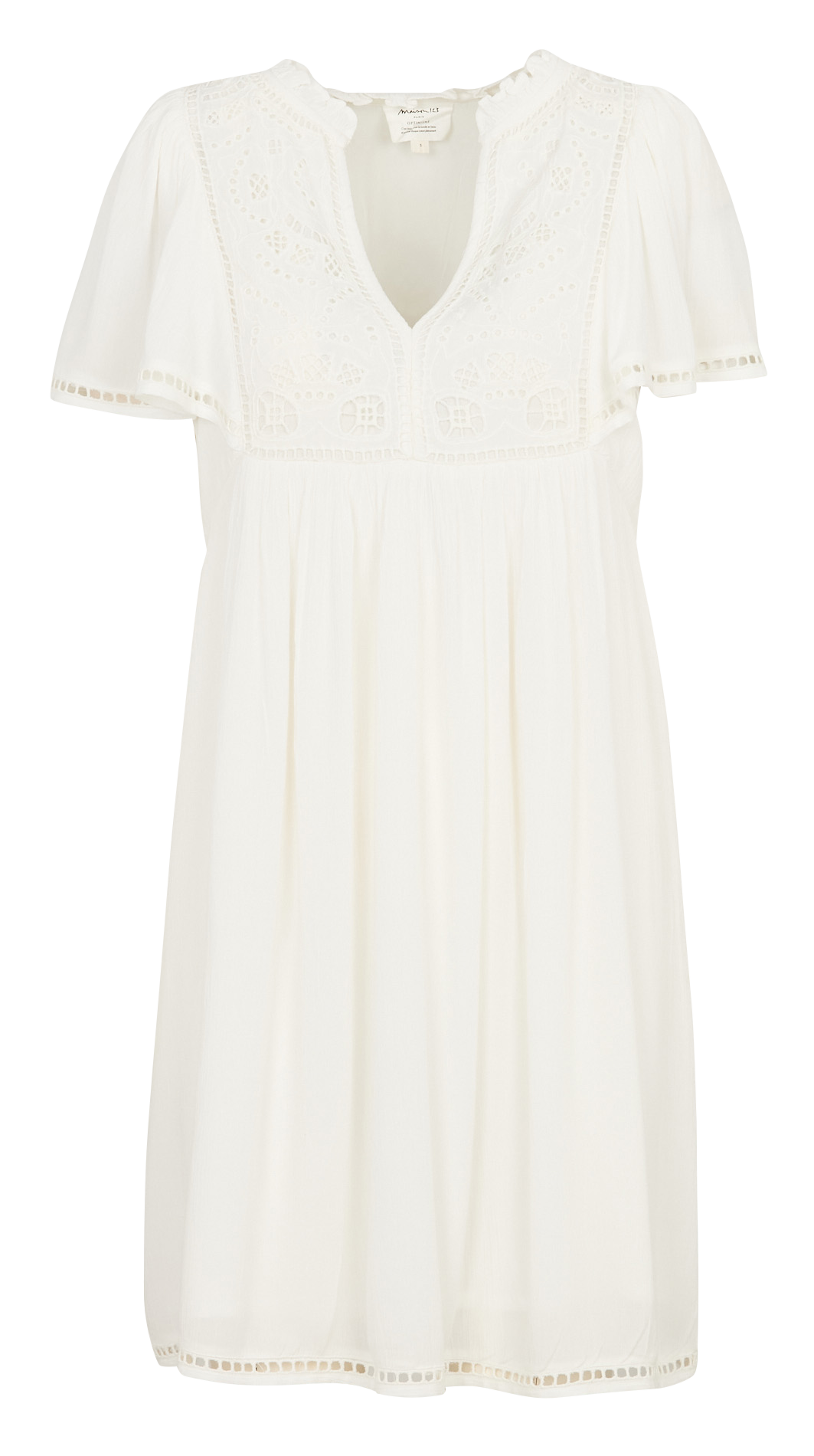 Vestido corto con cuello de pico MAISON 123 Blanco