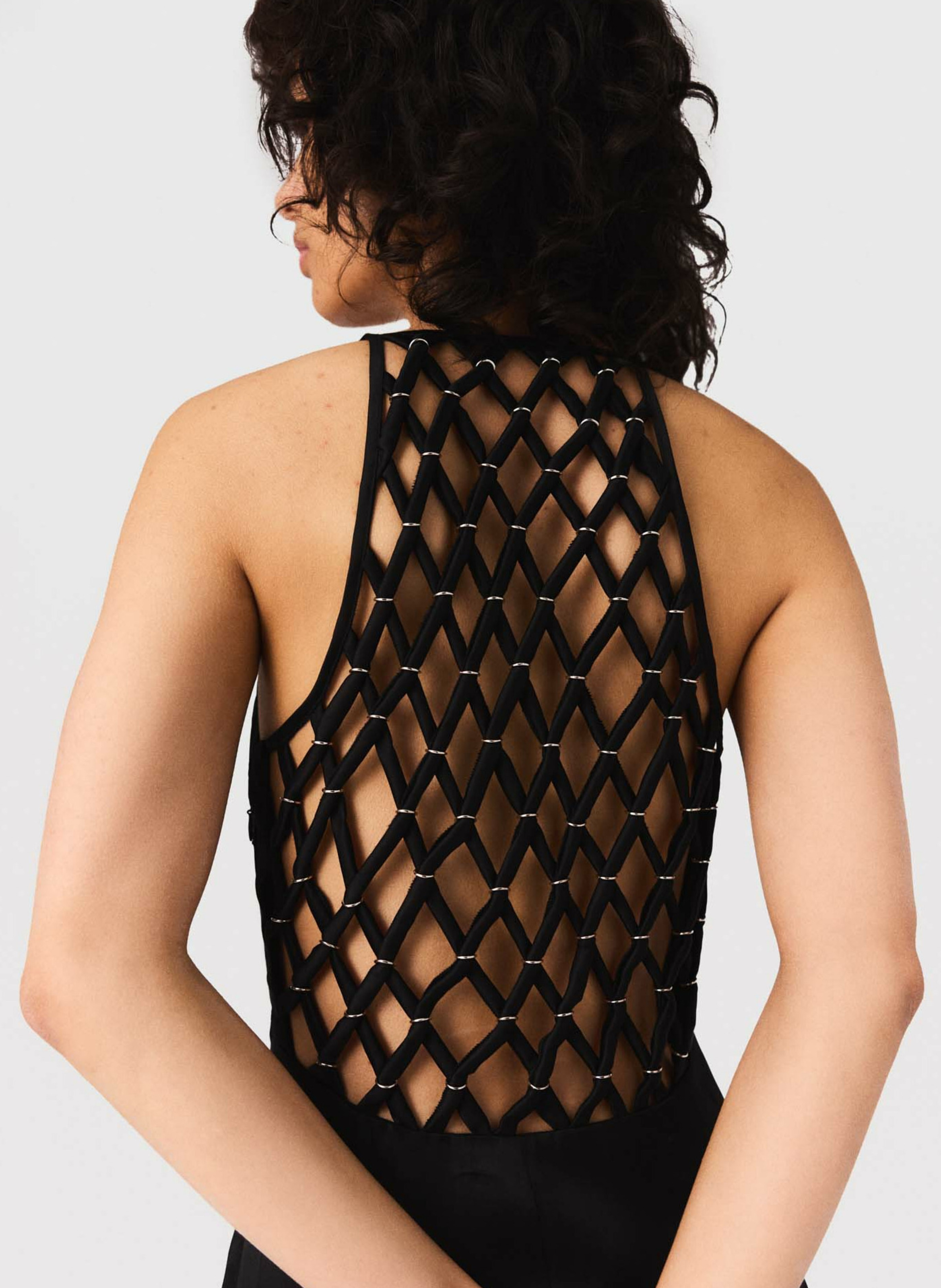 Long satin dress with V-neck MAJE Black