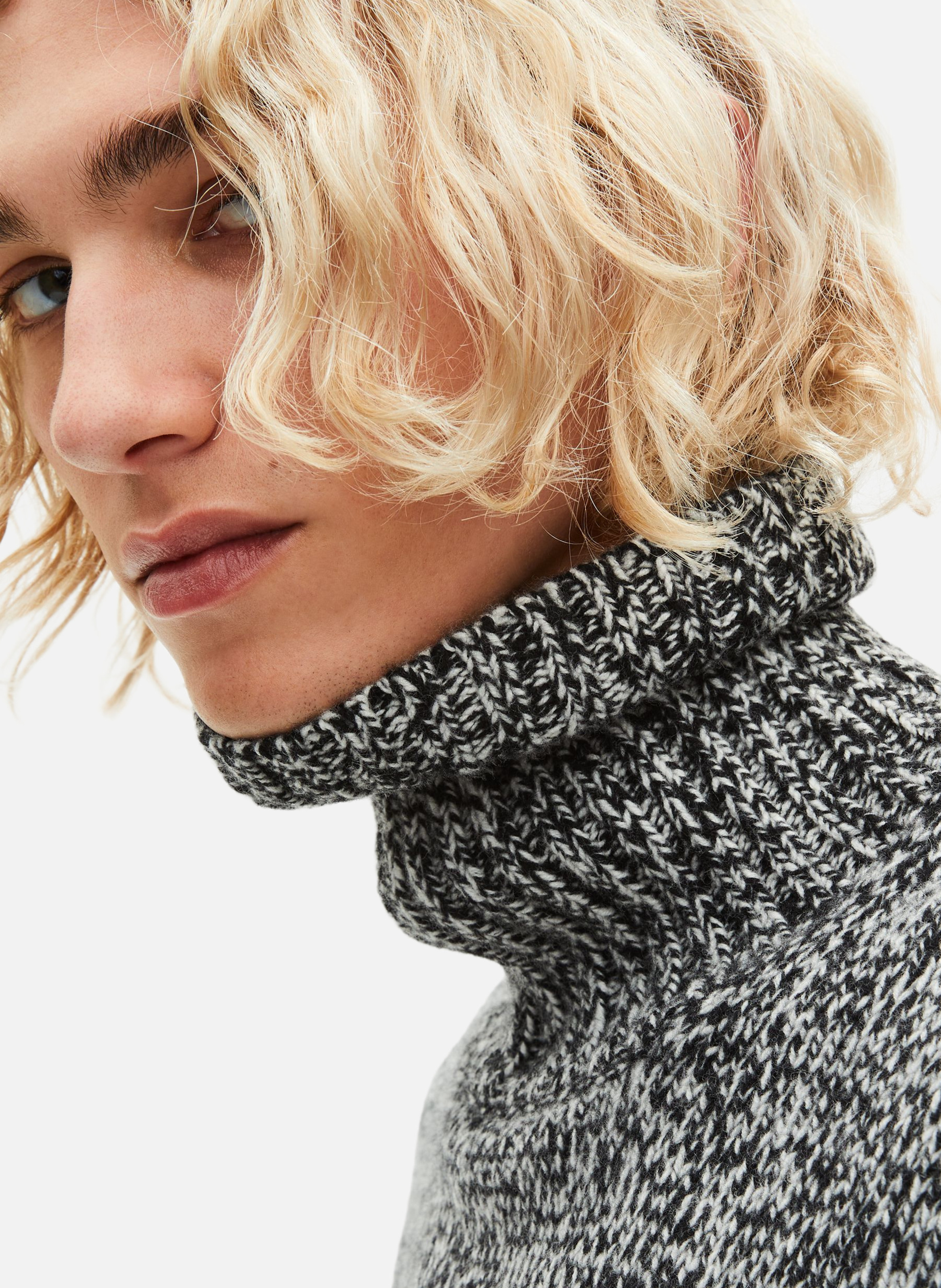 Melange roll-neck sweater Black