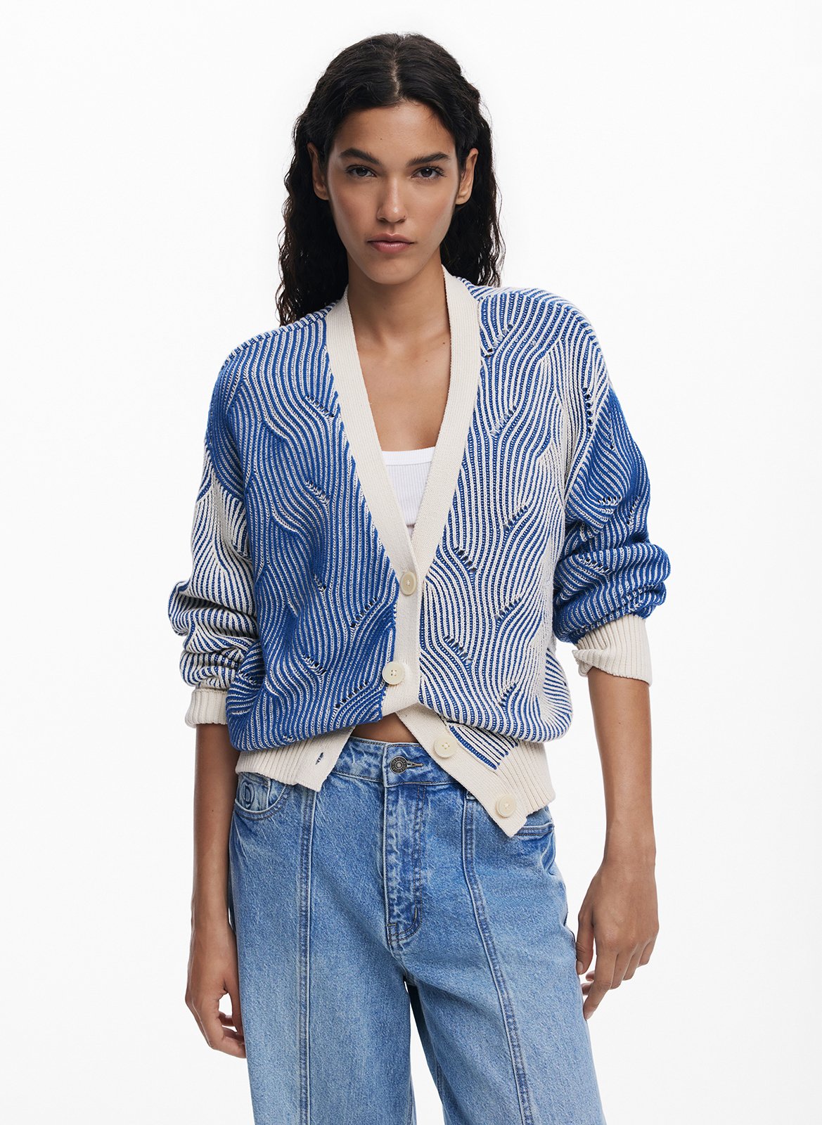 Cardigan con stampa in rilievo DESIGUAL Blu