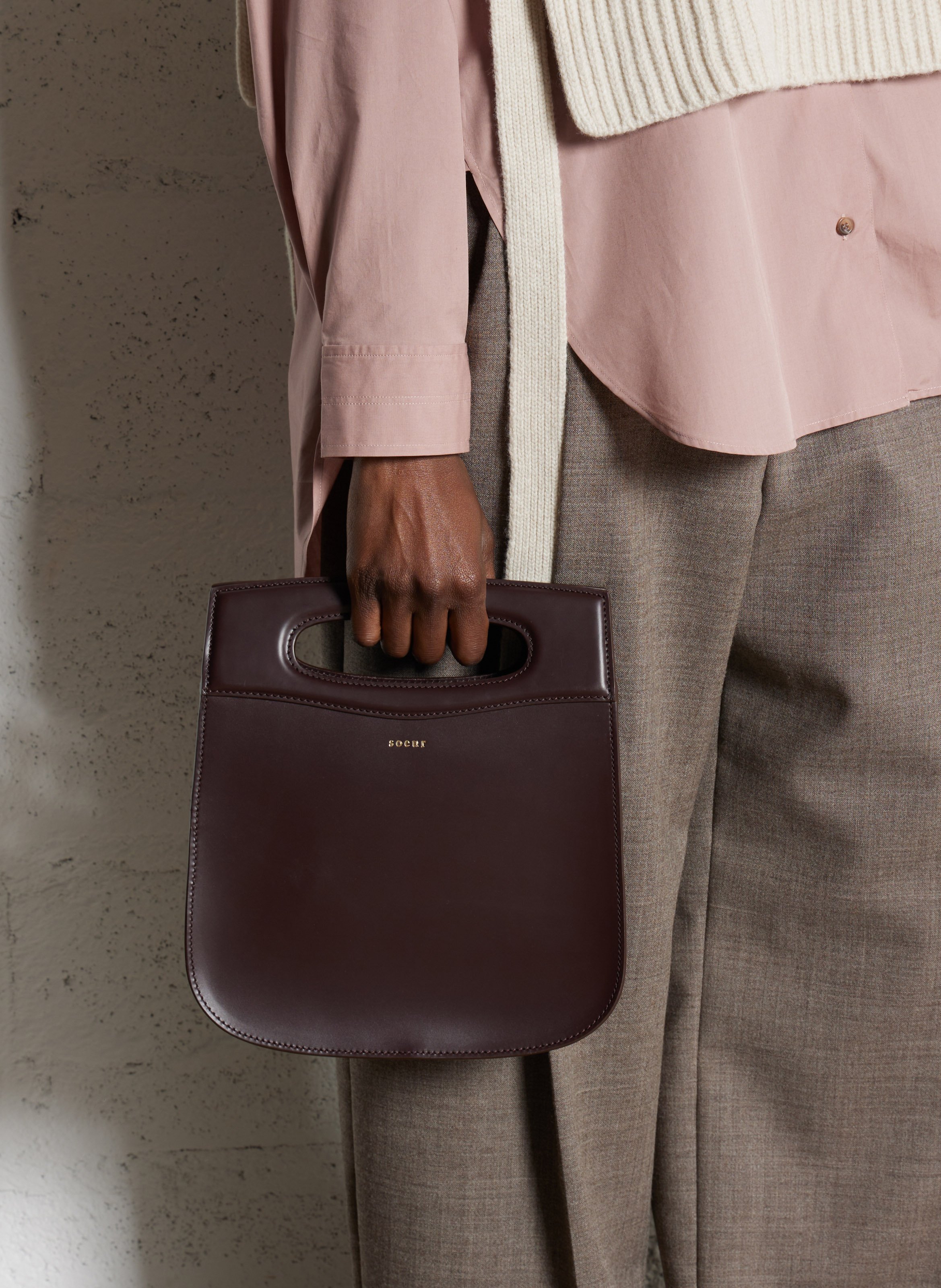 Calfskin leather shoulder bag SOEUR Red