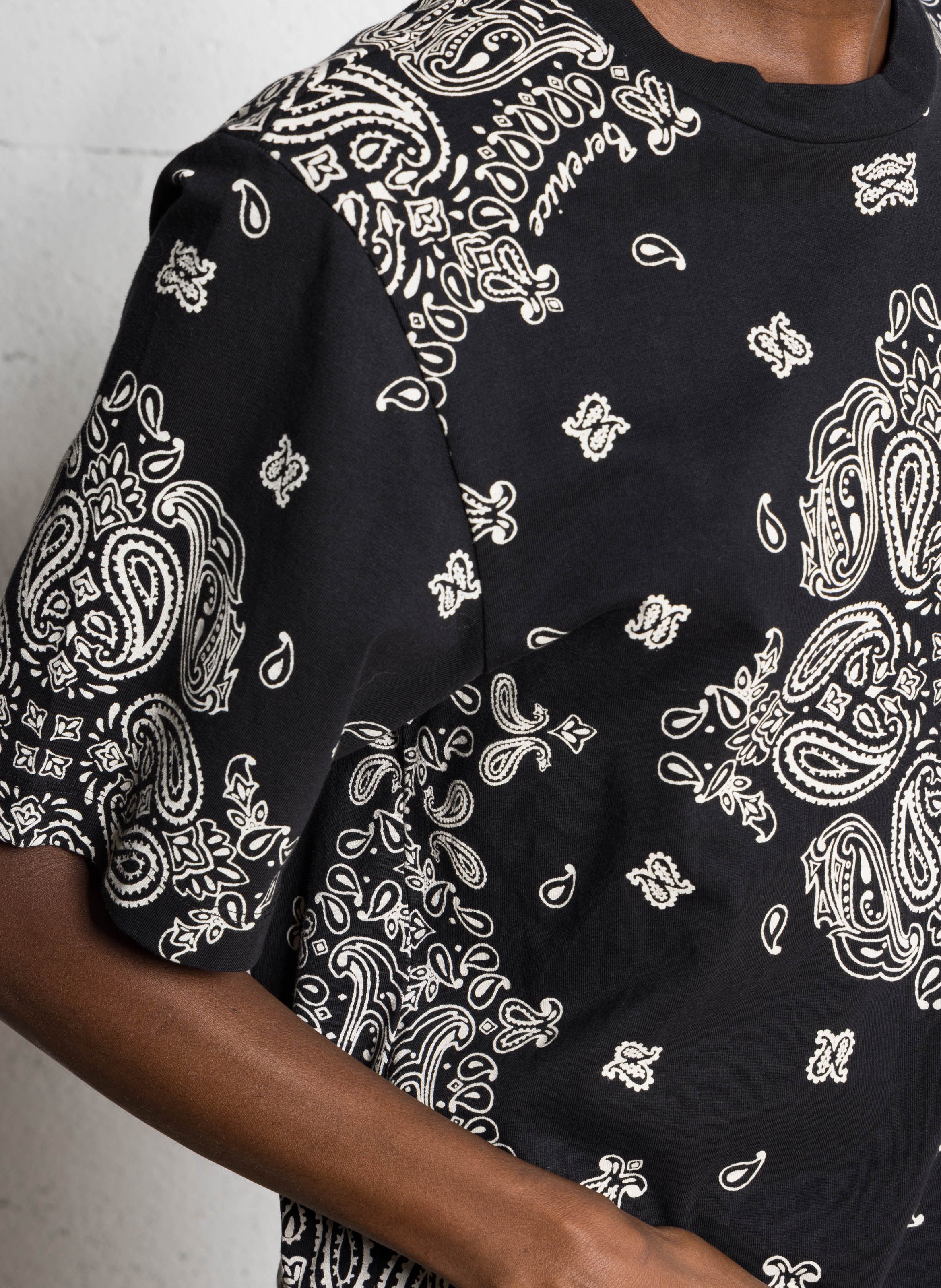 Oversize Rundhalsausschnitt Top aus bedruckter Baumwolle BERENICE Schwarz