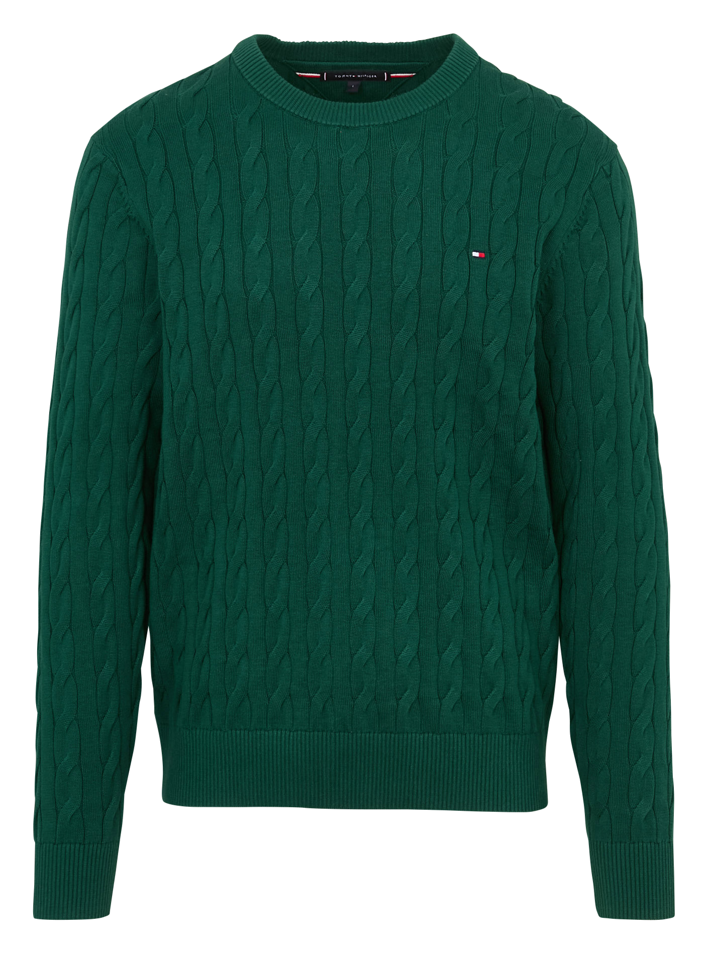 Pull col rond droit en coton biologique  Ornamental green