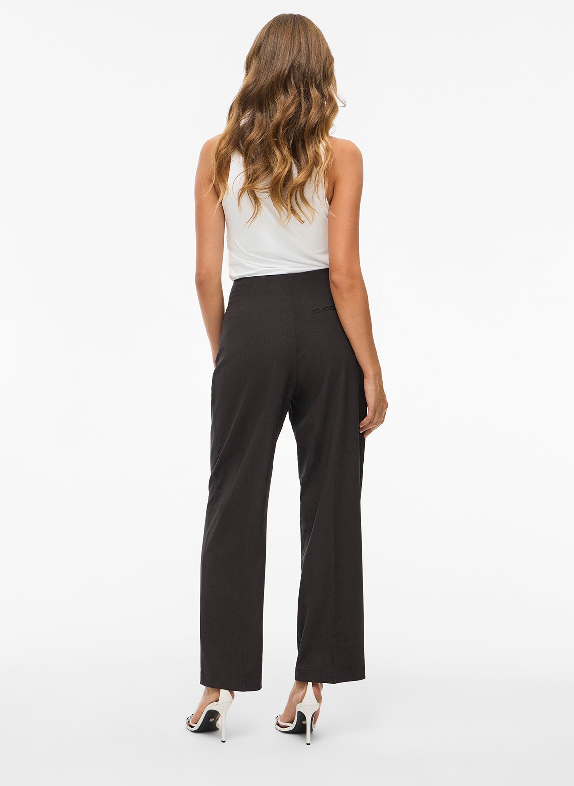Pantalon droit uni à pinces VILA Gris