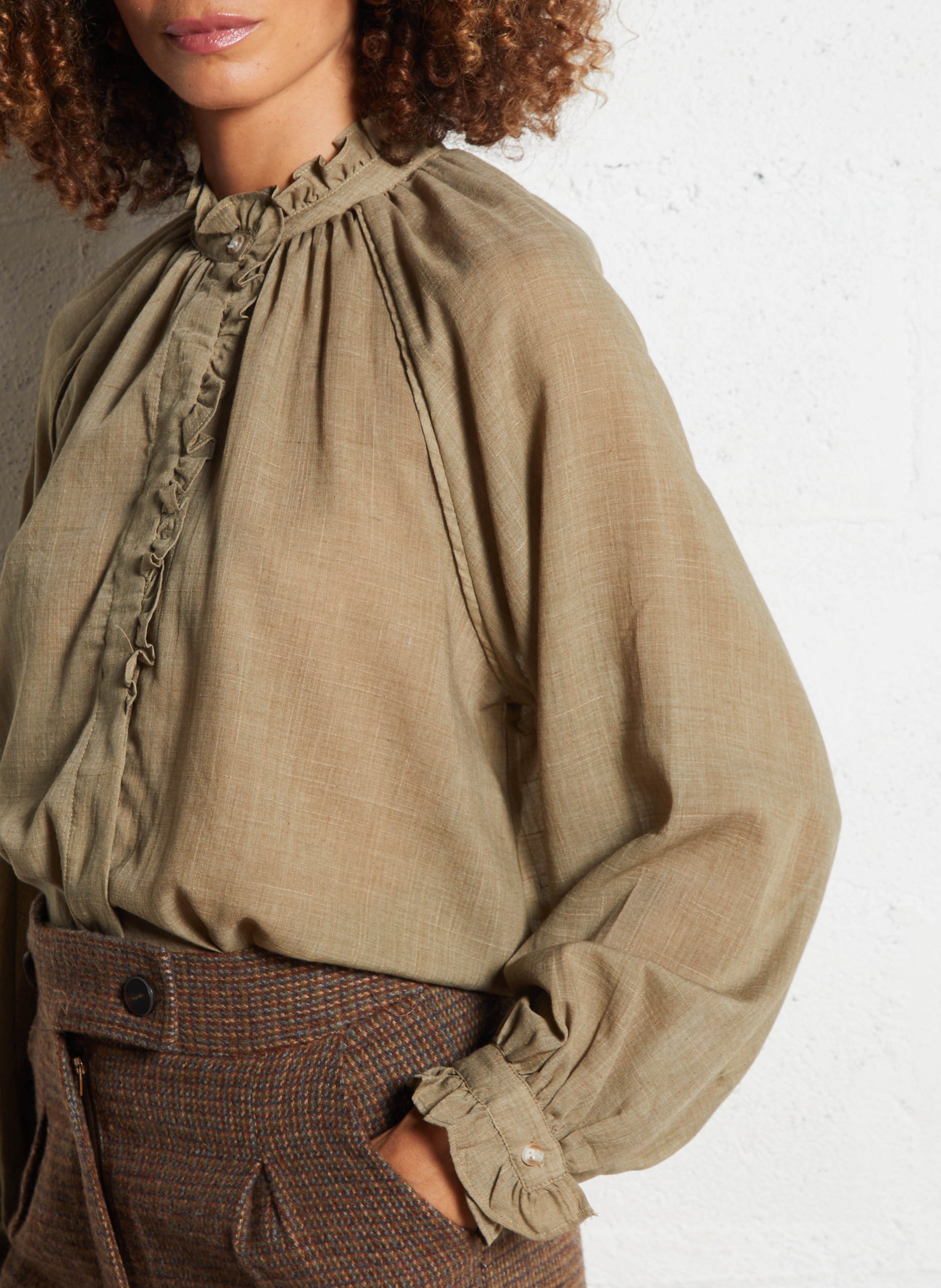 Chemise col victorien SEE U SOON Beige