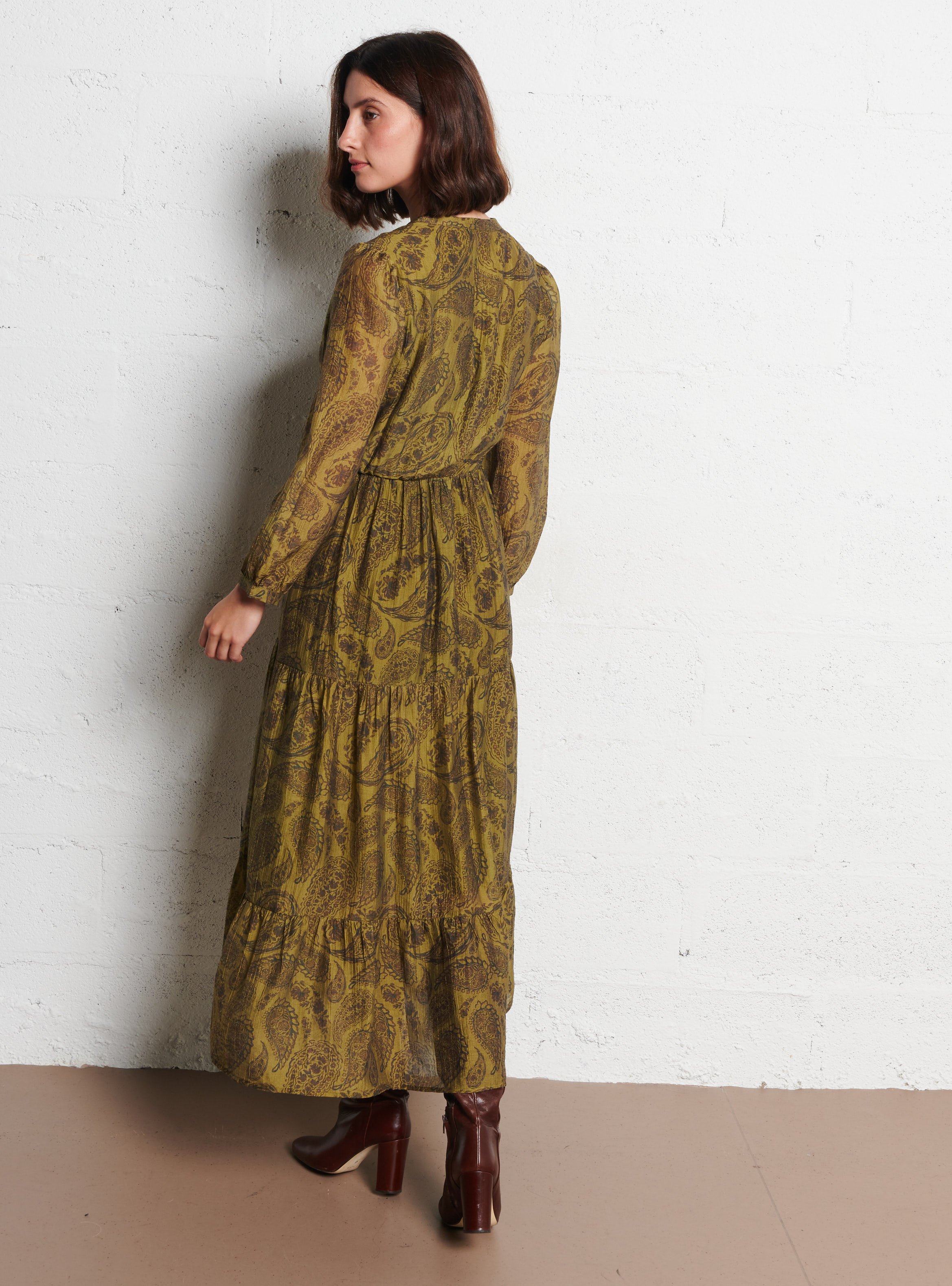 Lange getailleerde jurk met V-hals LA PETITE ETOILE Veelkleurig