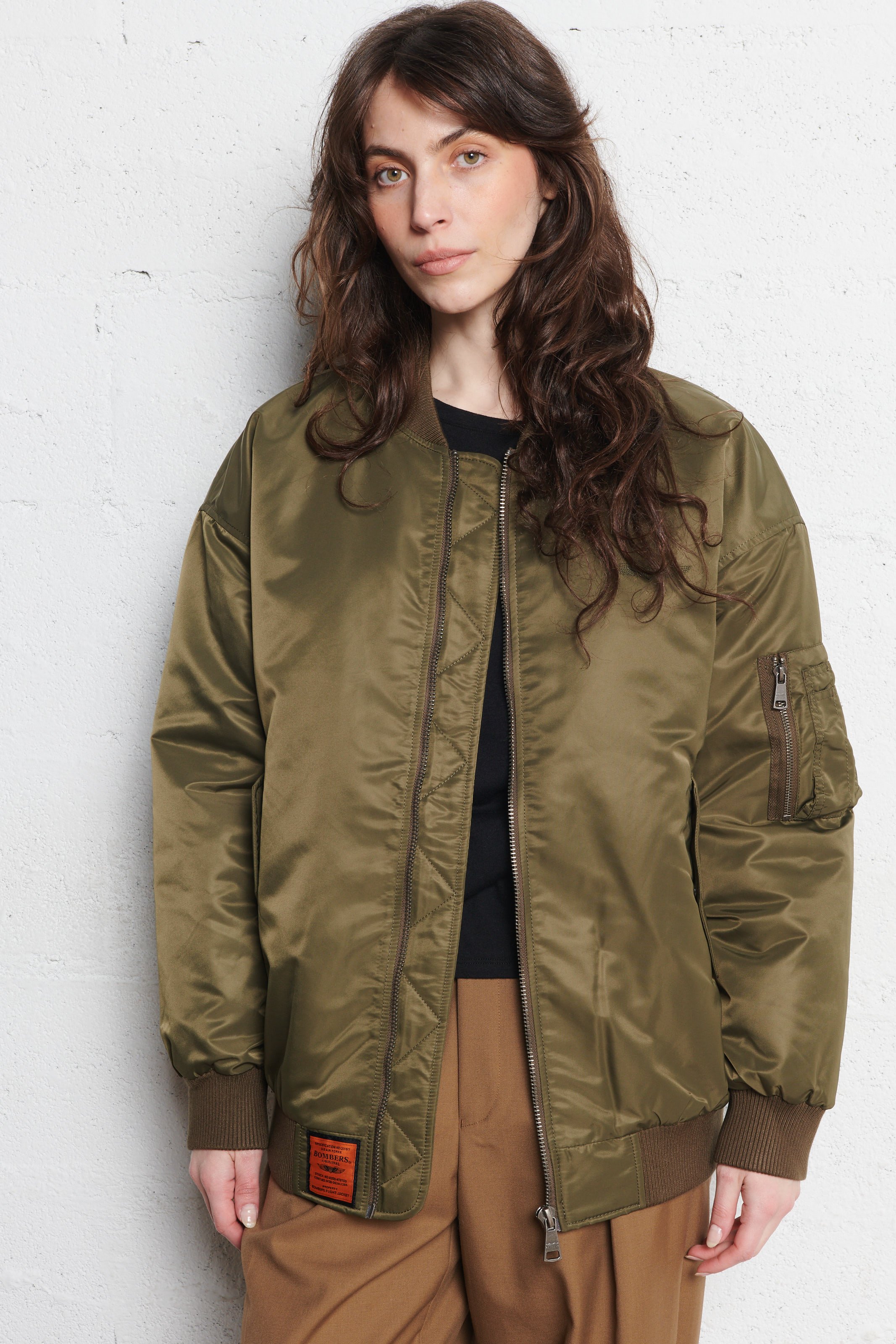 Veste zippée ample unie BOMBERS ORIGINAL Kaki