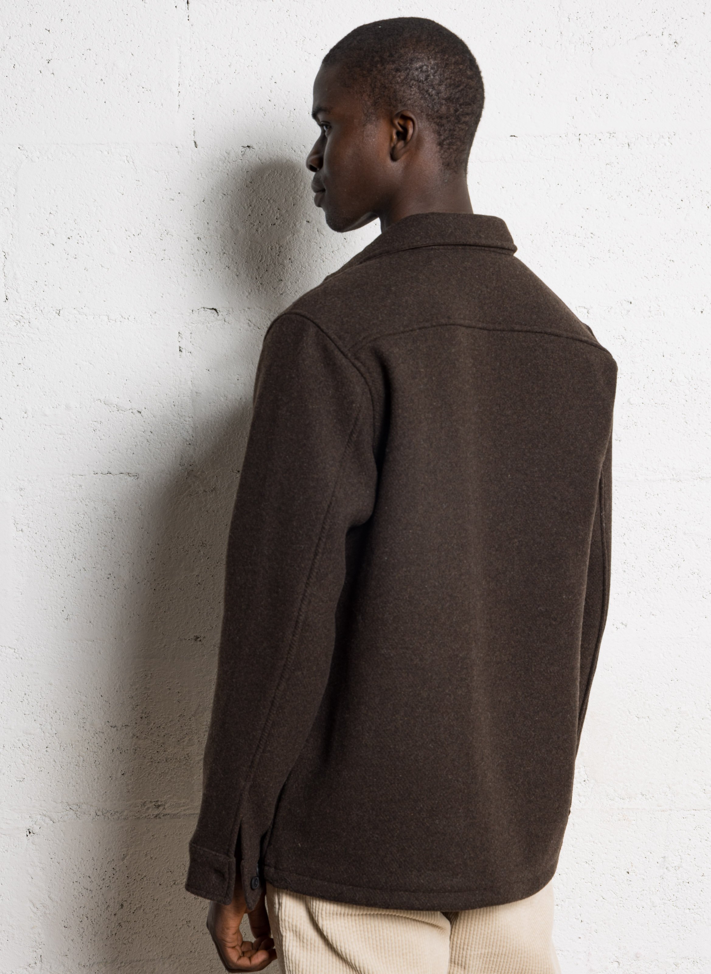 Classic collar wool blend overshirt LES DEUX Brown