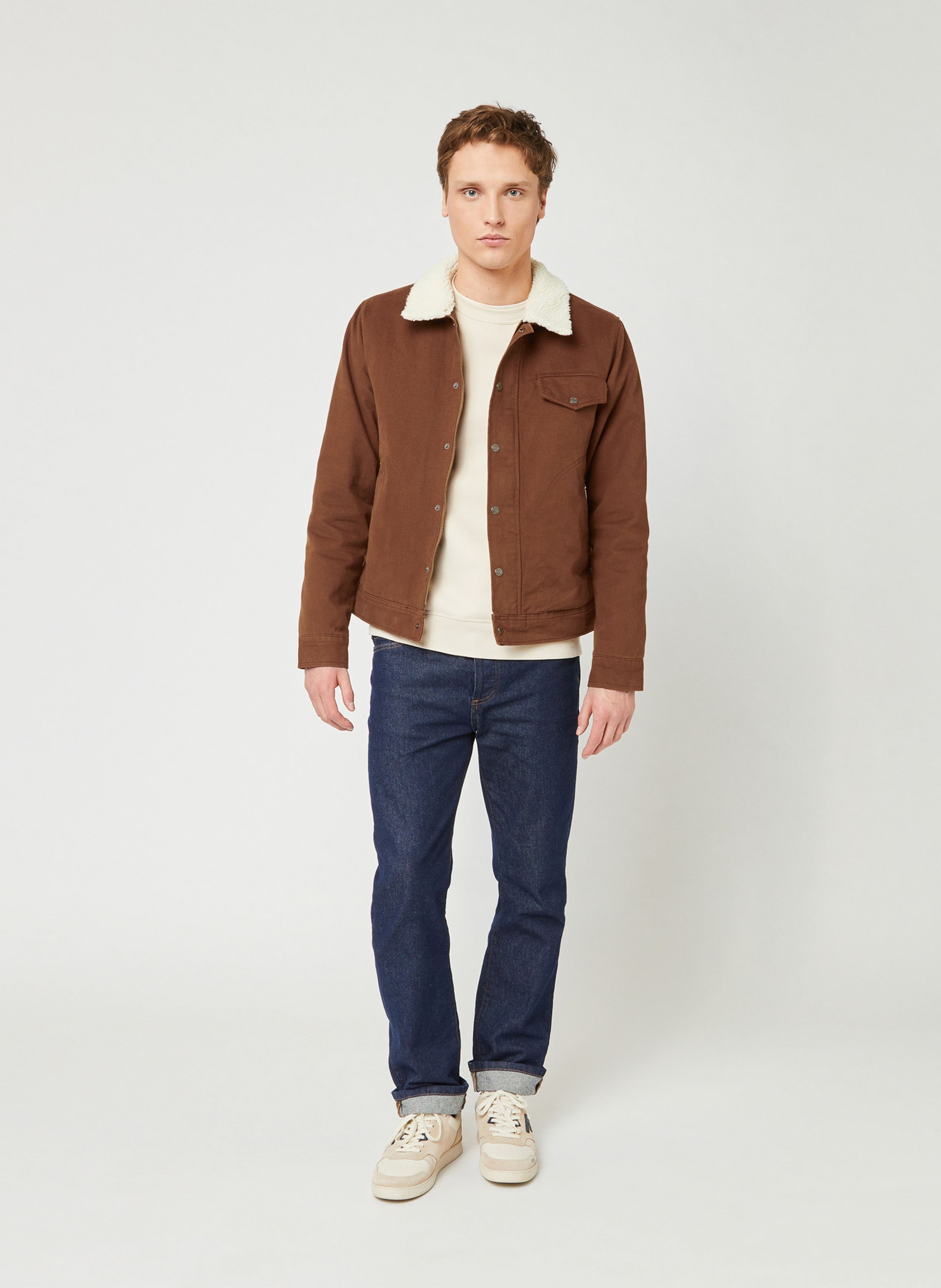 Veste col en sherpa FAGUO Marron