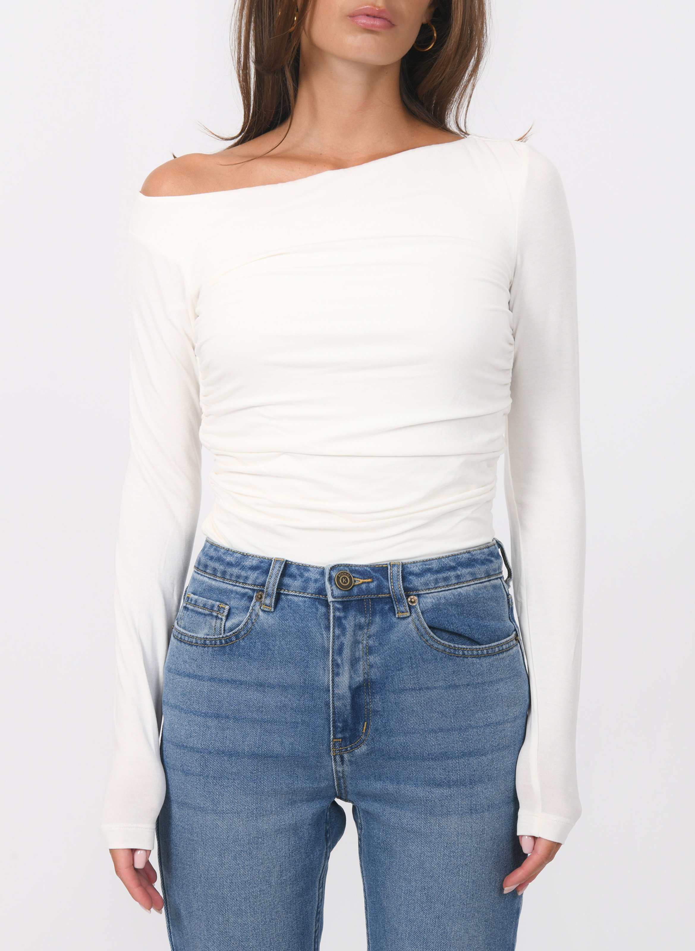 Boat neck top with gathers KOOKAI