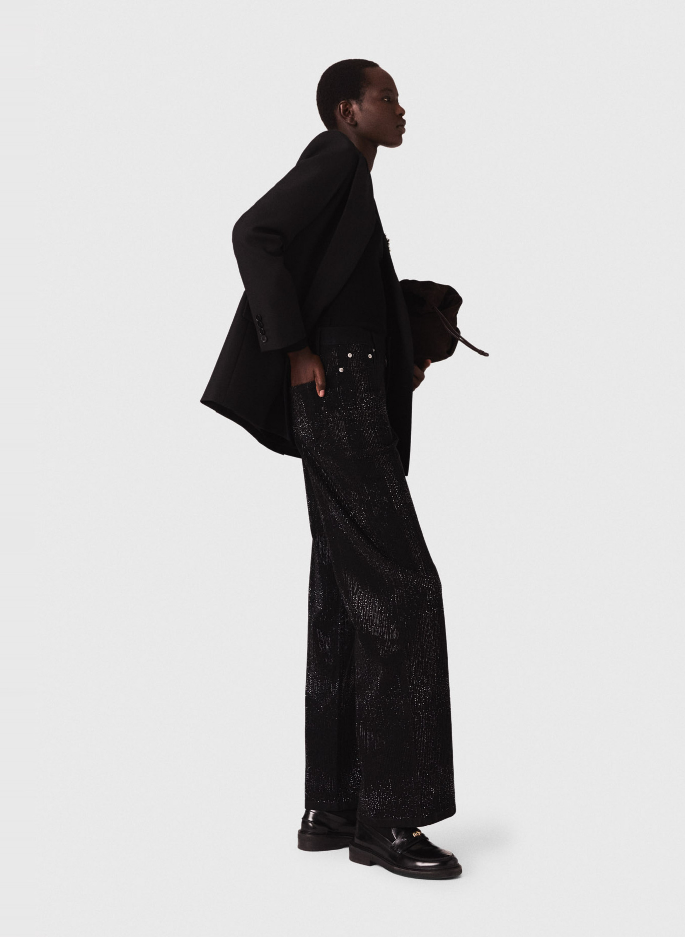 Hoge taille jeans met pailletten MAJE Zwart