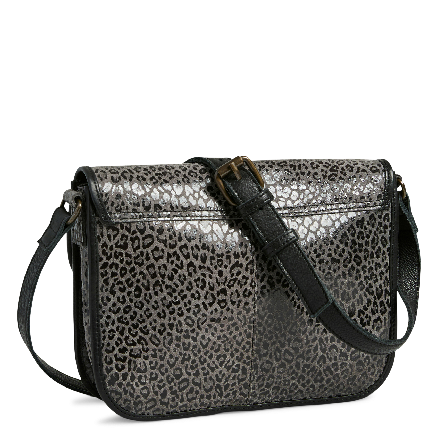 Schoudertas met luipaardprint PIECES Grijs