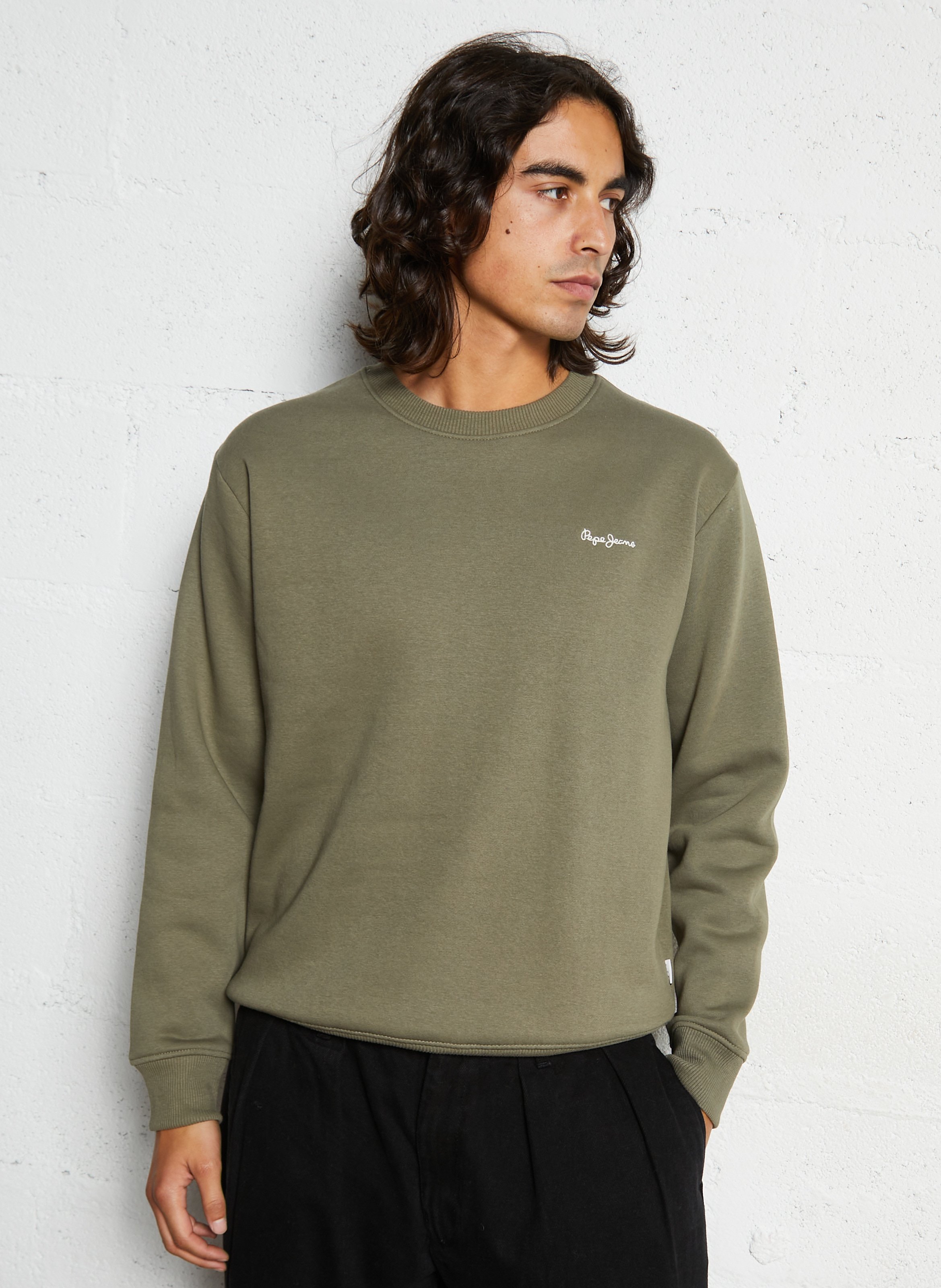 Cotton-mix round-neck sweatshirt PEPE JEANS Green
