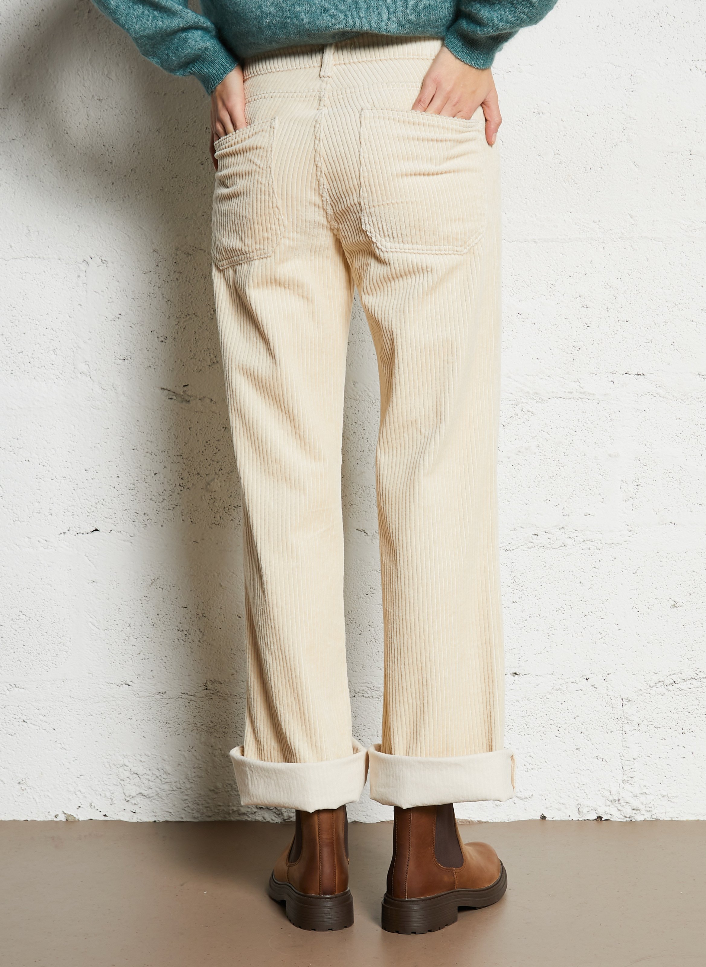 Capribroek van corduroy ACQUAVERDE Wit