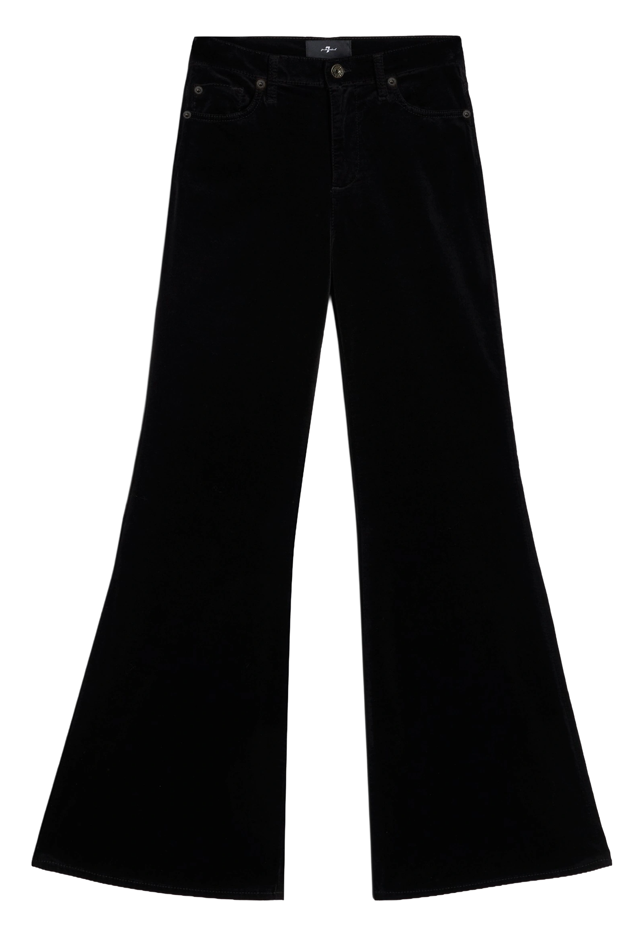 Broek met wijde pijpen in effen katoenmix 7 FOR ALL MANKIND Zwart