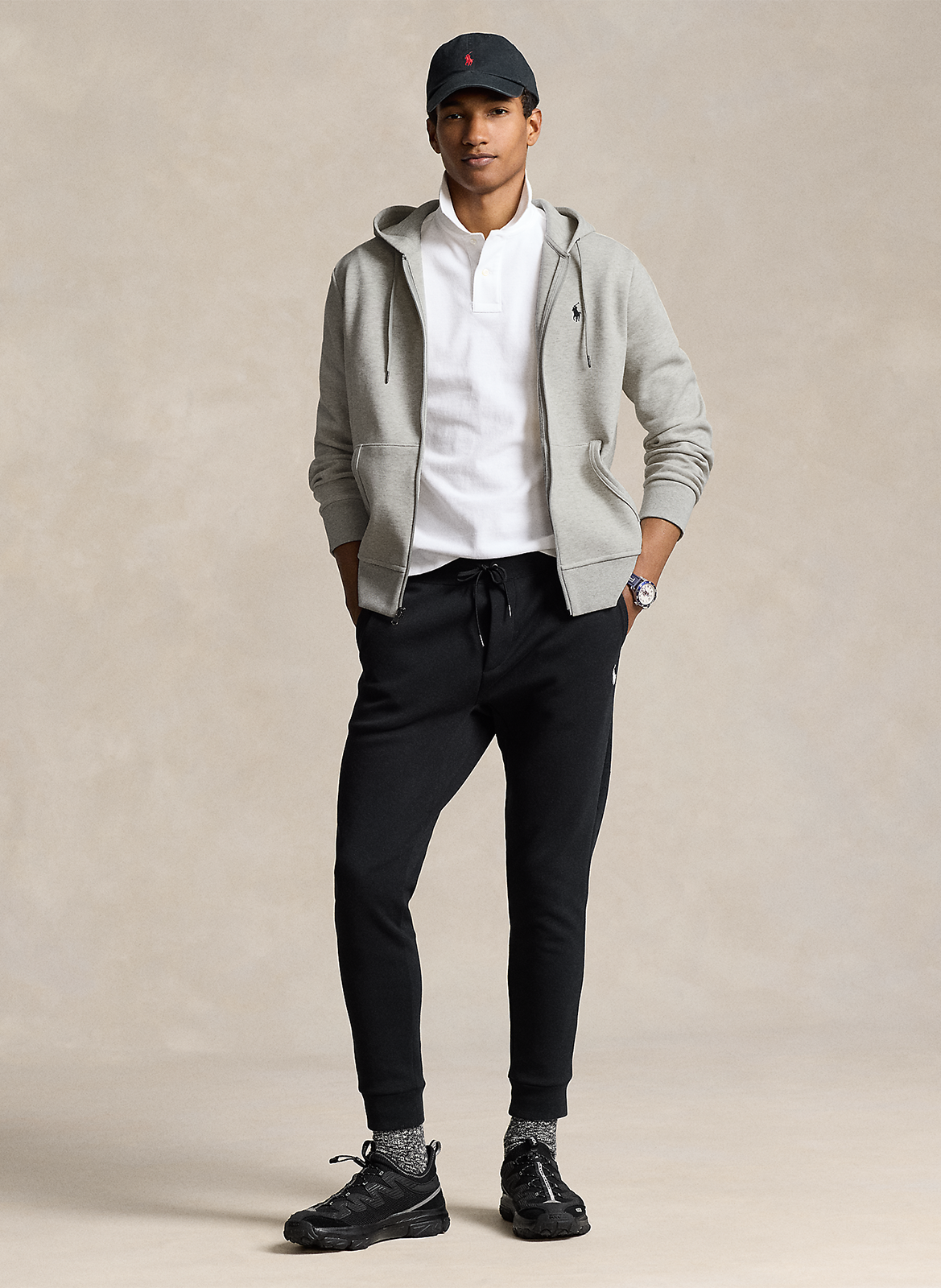 Kapuzensweatshirt aus Baumwoll-Mix Grau