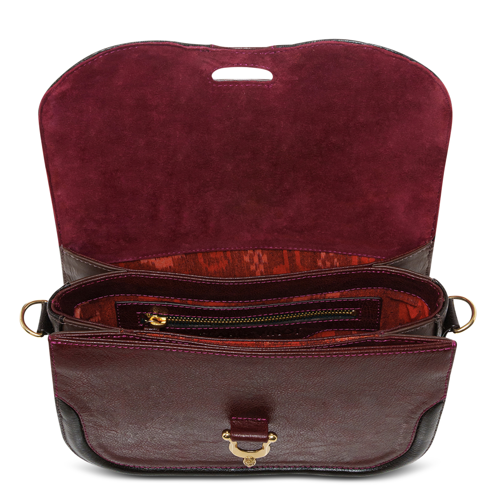 Sac bandoulière en cuir mélangé CLARIS VIROT Rouge