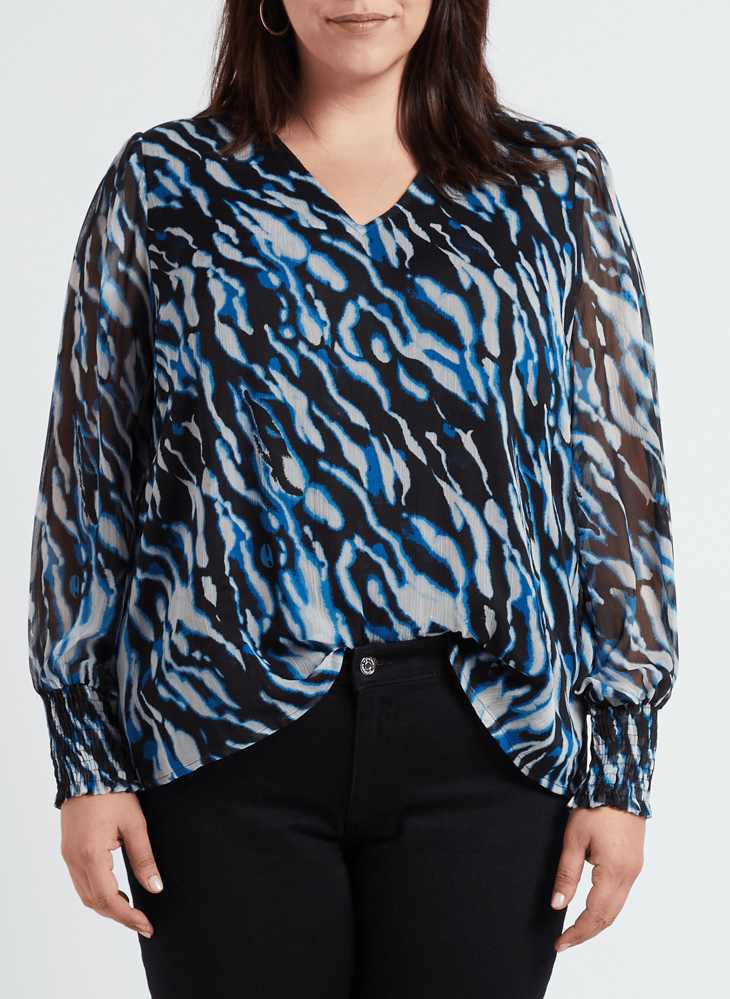 Top met V-hals en print EVOKED Zwart