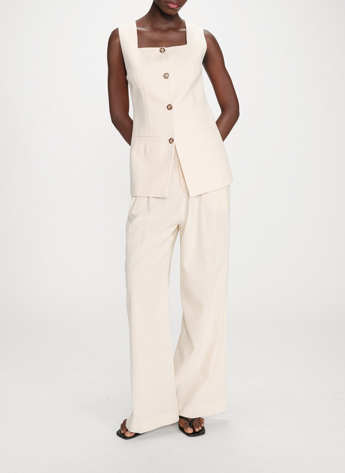 Top tailleur sans manches boutonné GRACE ET MILA Jaune