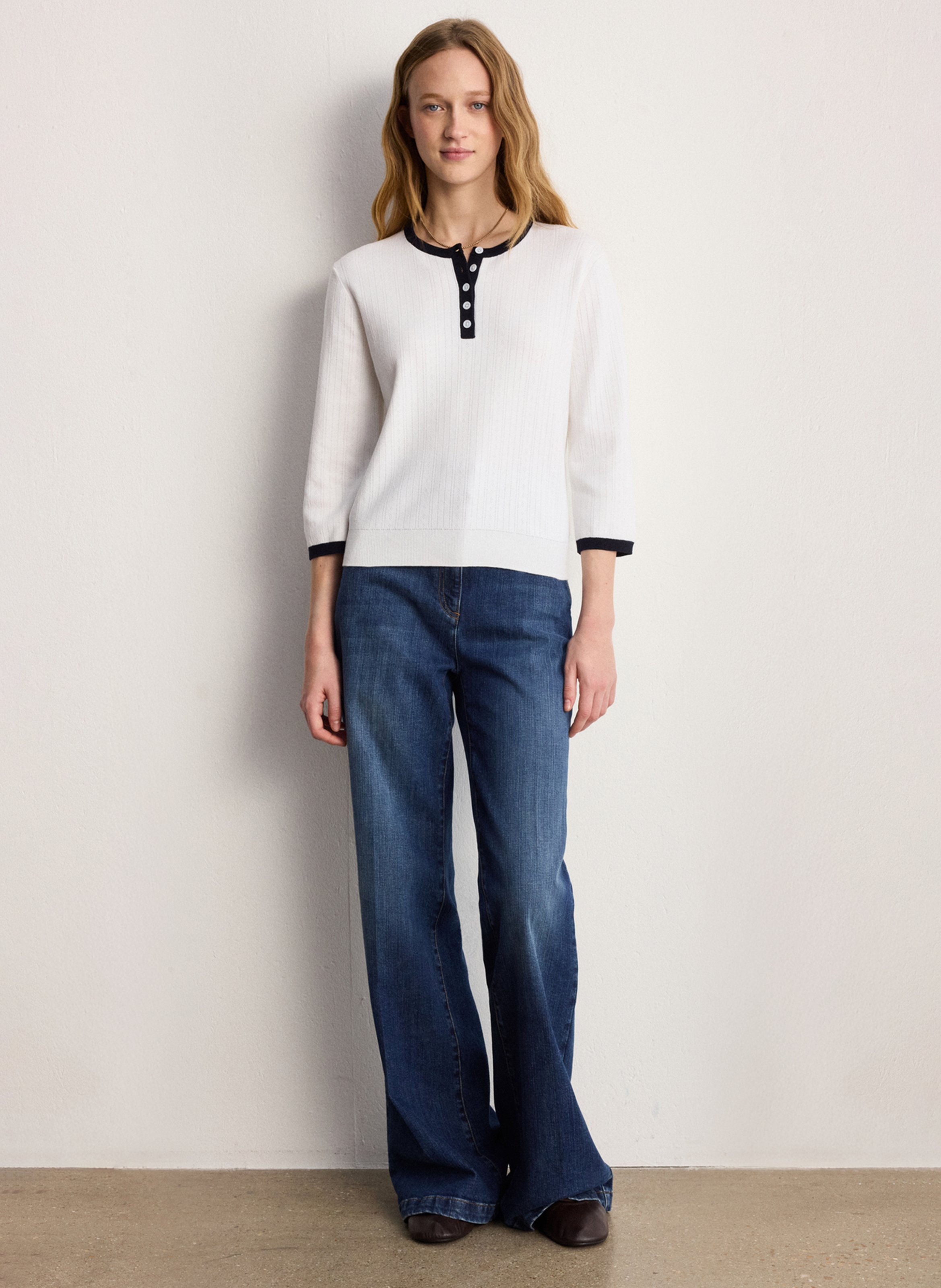 Tee-shirt droit col rond en coton PABLO Blanc