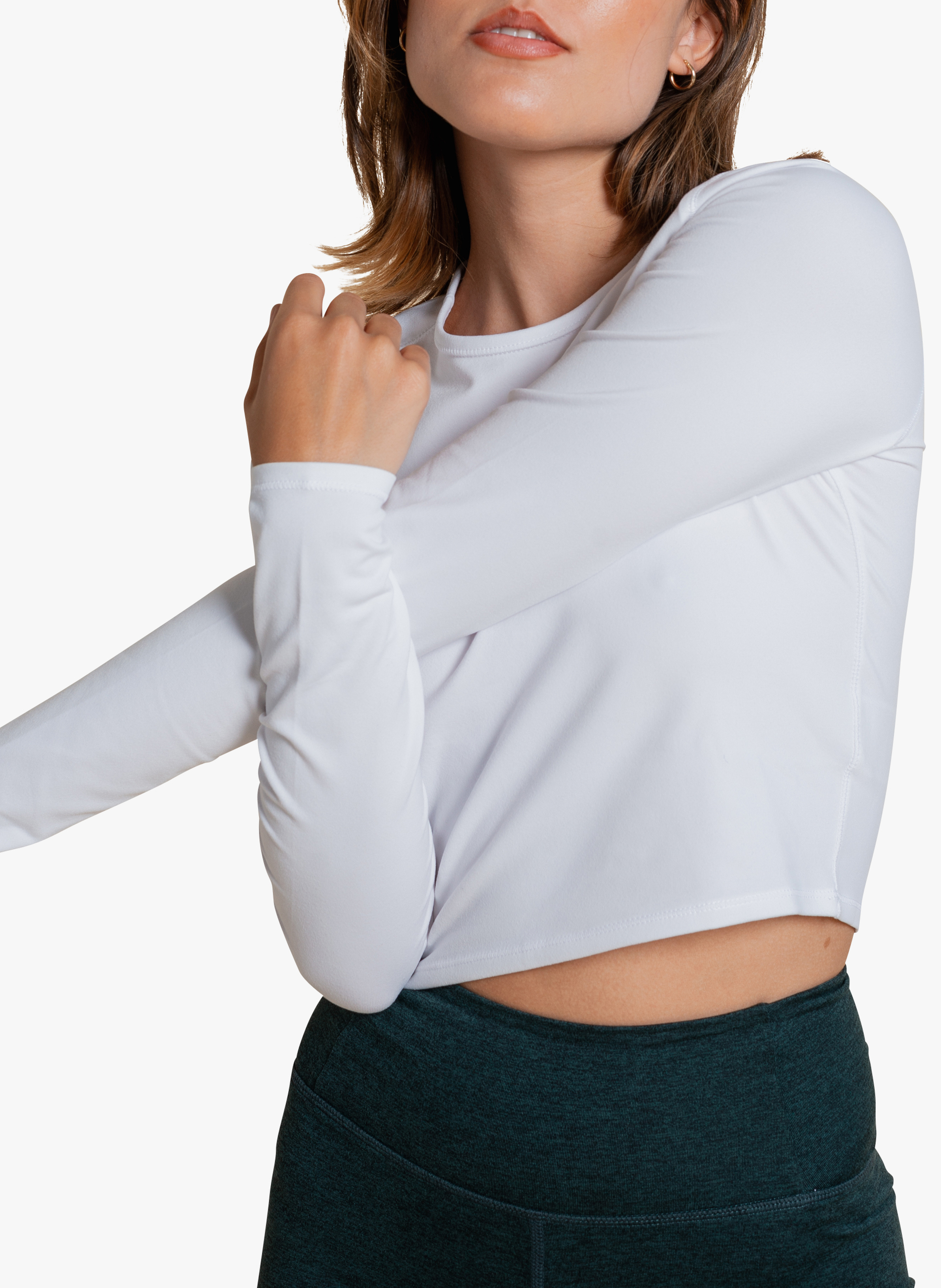 Top moulant court col rond GIRLFRIEND COLLECTIVE Blanc