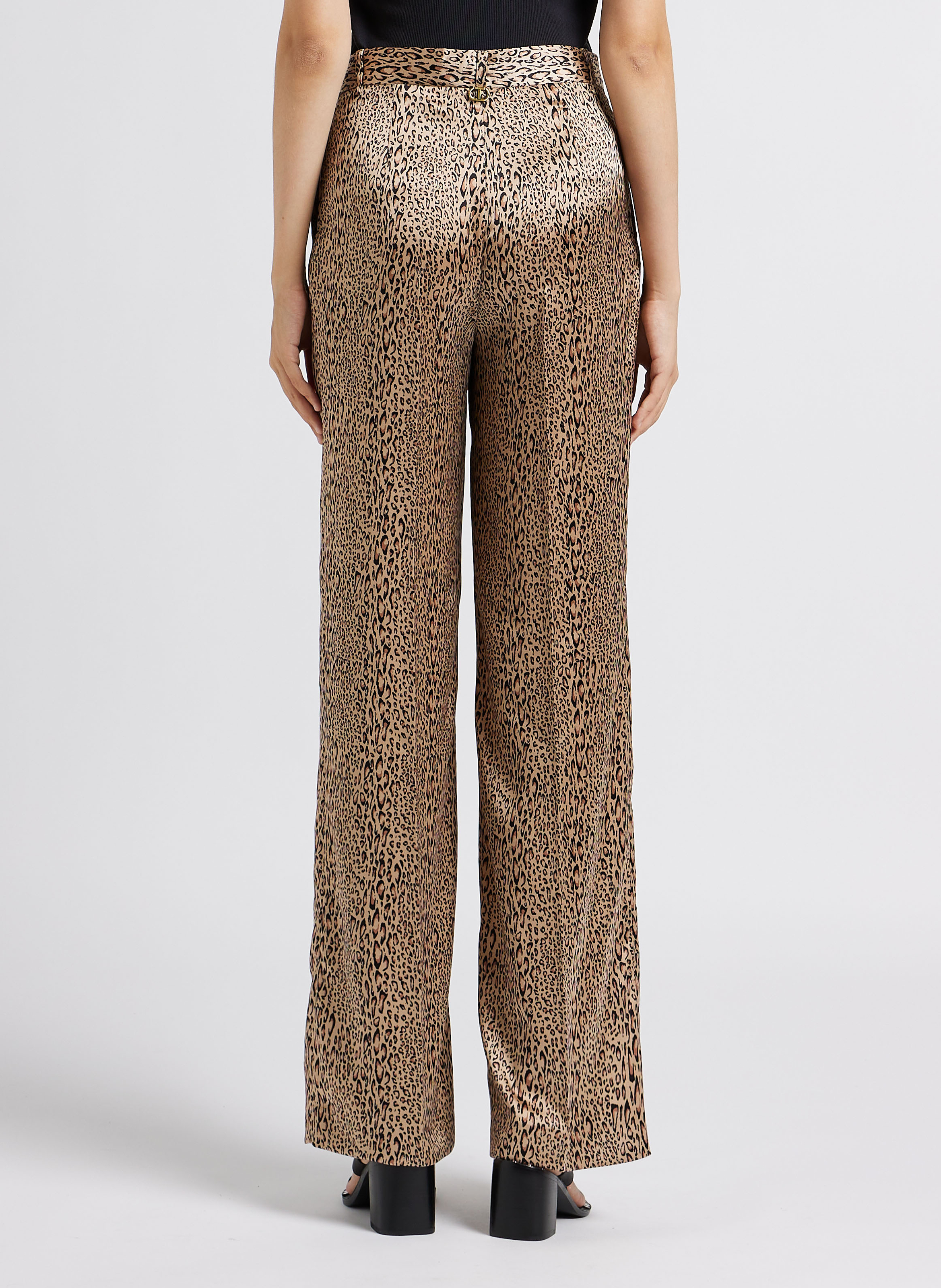 Leopard print pleated pants TWINSET Brown