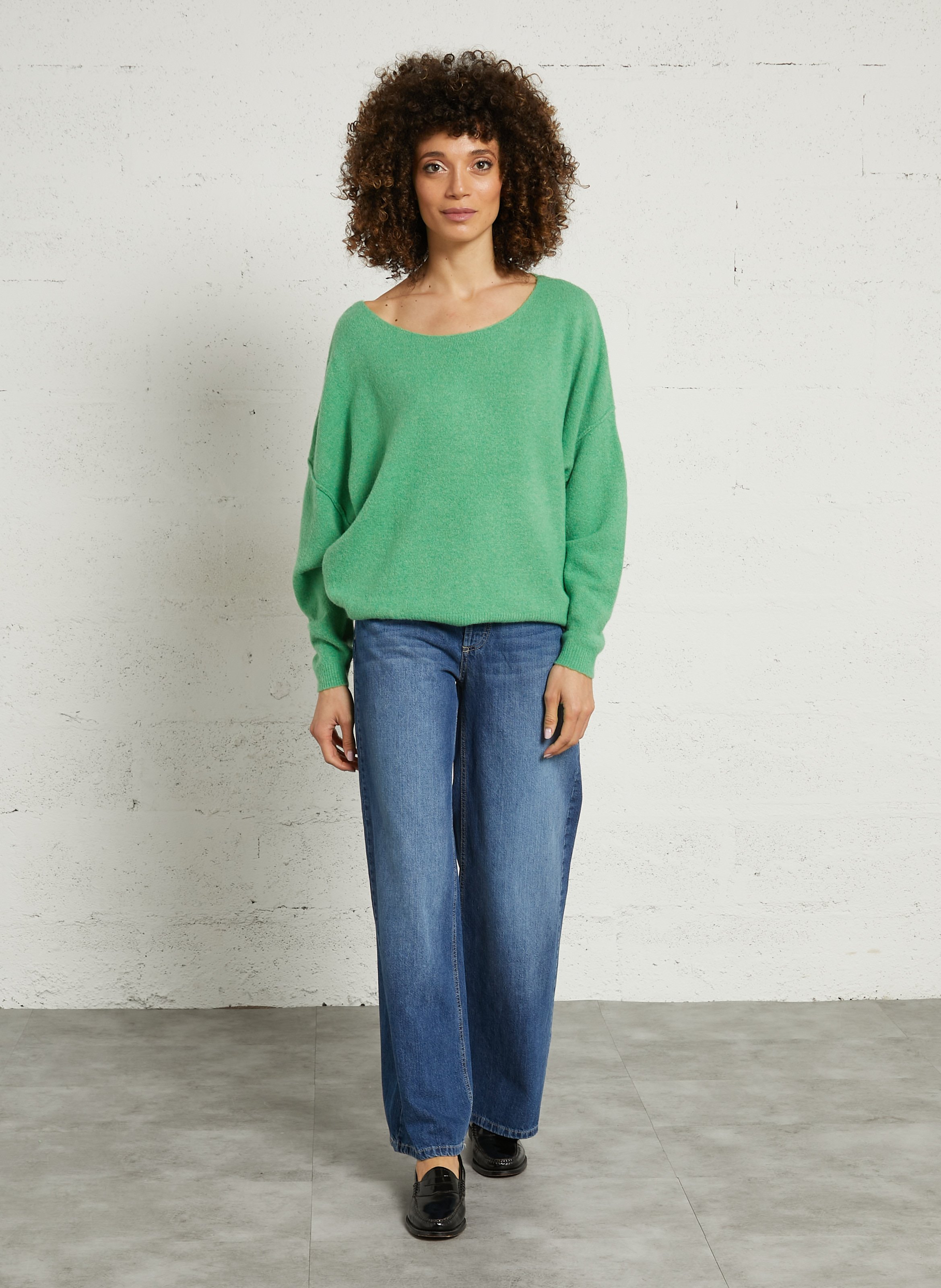 Wool-blend boat-neck jumper AMERICAN VINTAGE Green
