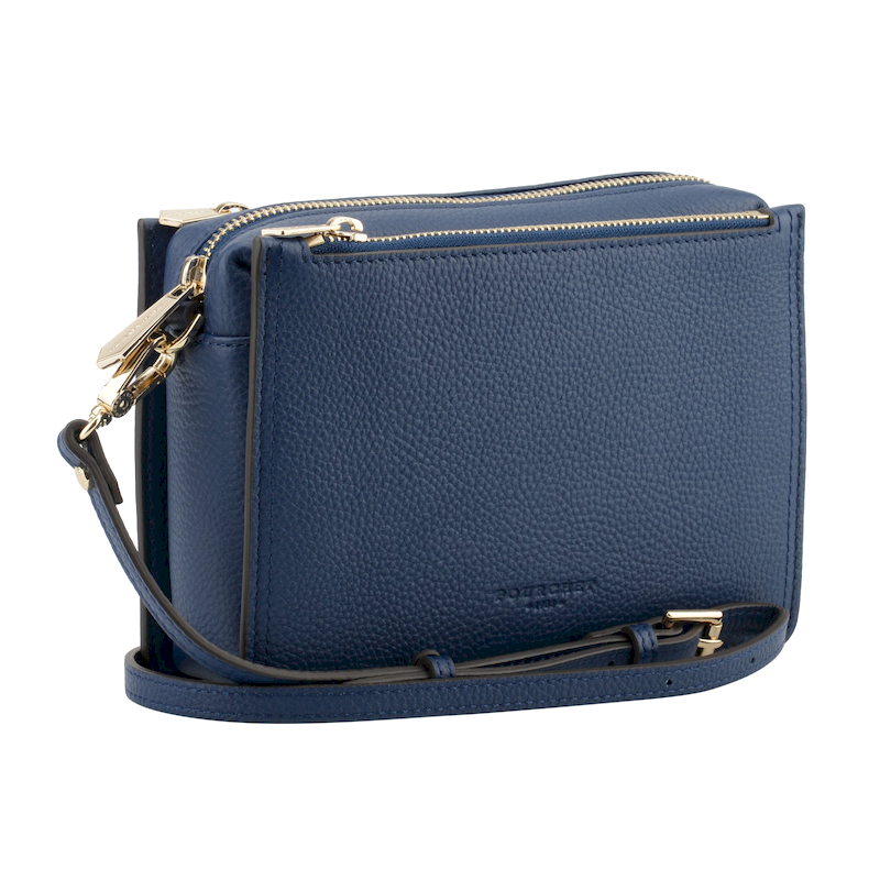 Large leather crossbody bag Blue