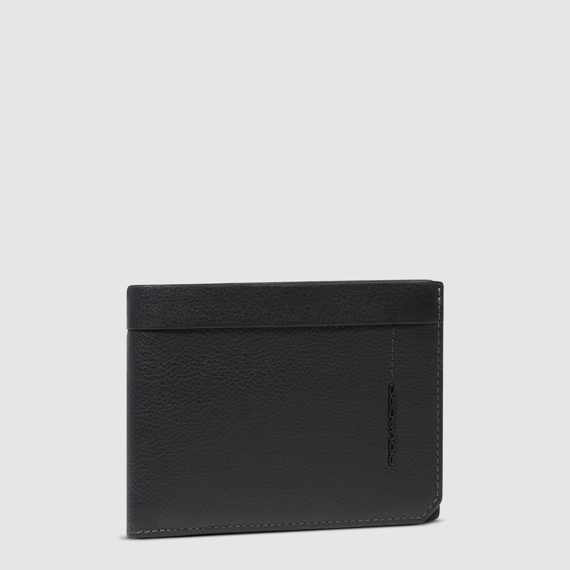 Men's wallet with ID card holder flap PIQUADRO Black